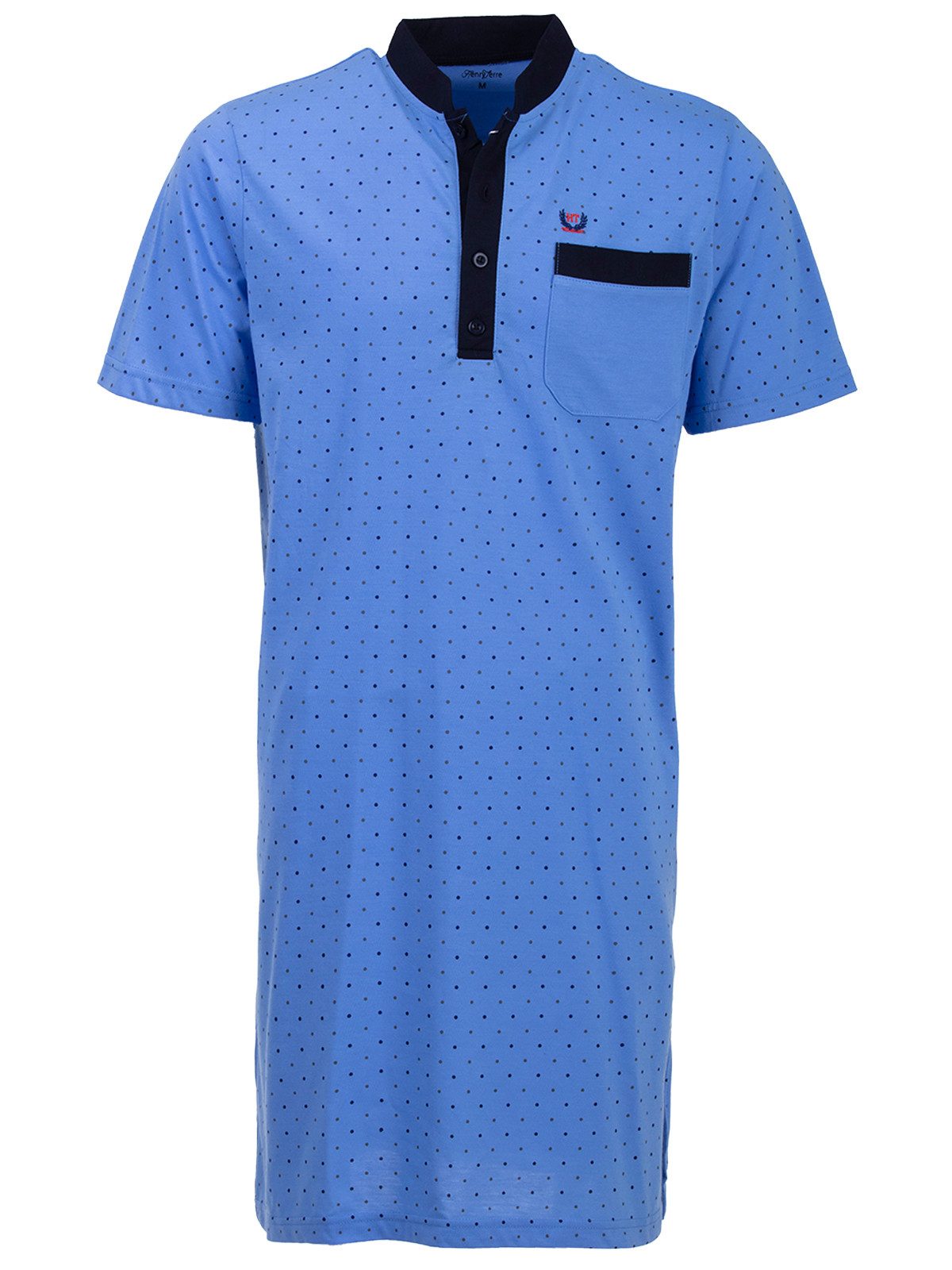 Henry Terre Nachthemd Nachthemd Kurzarm - Stehkragen mit Punkten günstig online kaufen