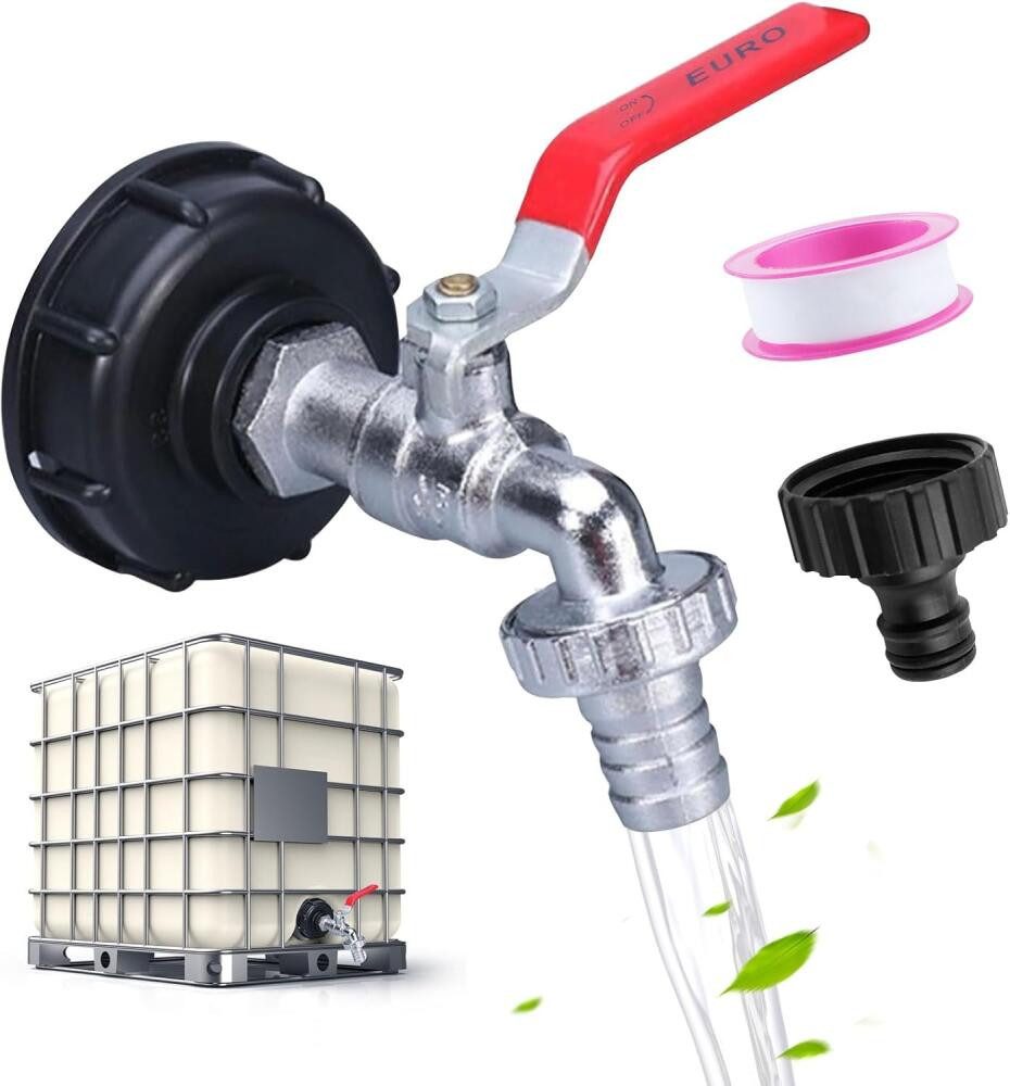FELIXLEO Durchflussschalter 1000L Auslaufhahn IBC Tank Adapter Wasserhahn Anschluss Wassertank, (1-tlg)
