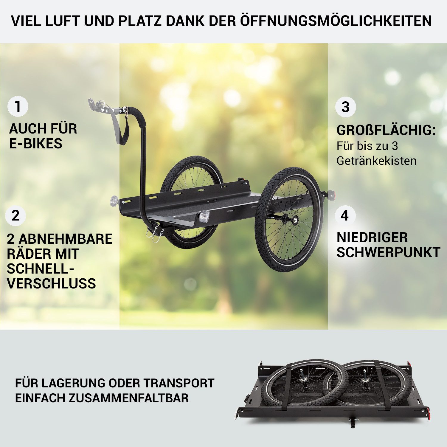 KLARFIT Fahrradkinderanhänger Companion Travel L Lastenanhänger