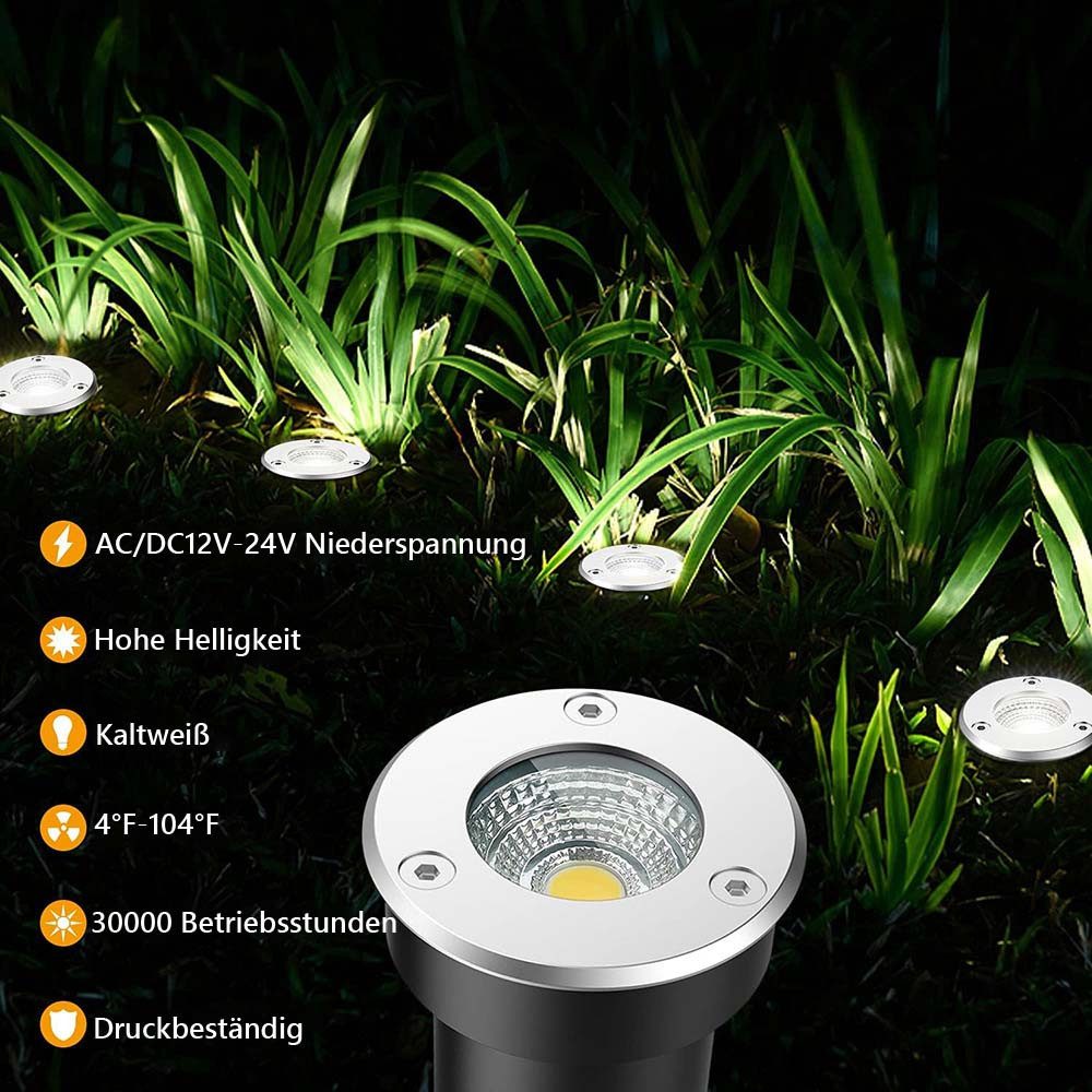 Jibenhome LED Gartenstrahler Bodenstrahler Außen Wasserdicht Bodenleuchte für Weg Garten Hof, LED fest integriert, IP65 5W Bodeneinbaustrahler Terassenbeleuchtung,Kaltweiß