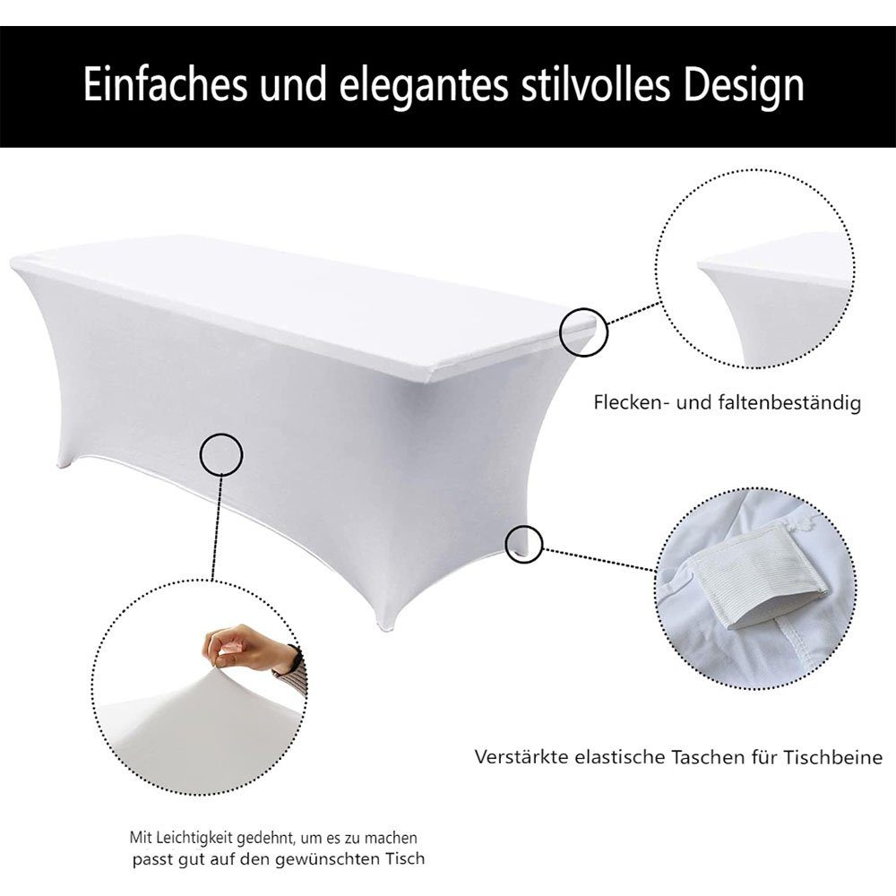 Rücken Tischdecke Rechteckige mit Tischdecke offenem Weiß FELIXLEO Dehnbare 183*76*76CM