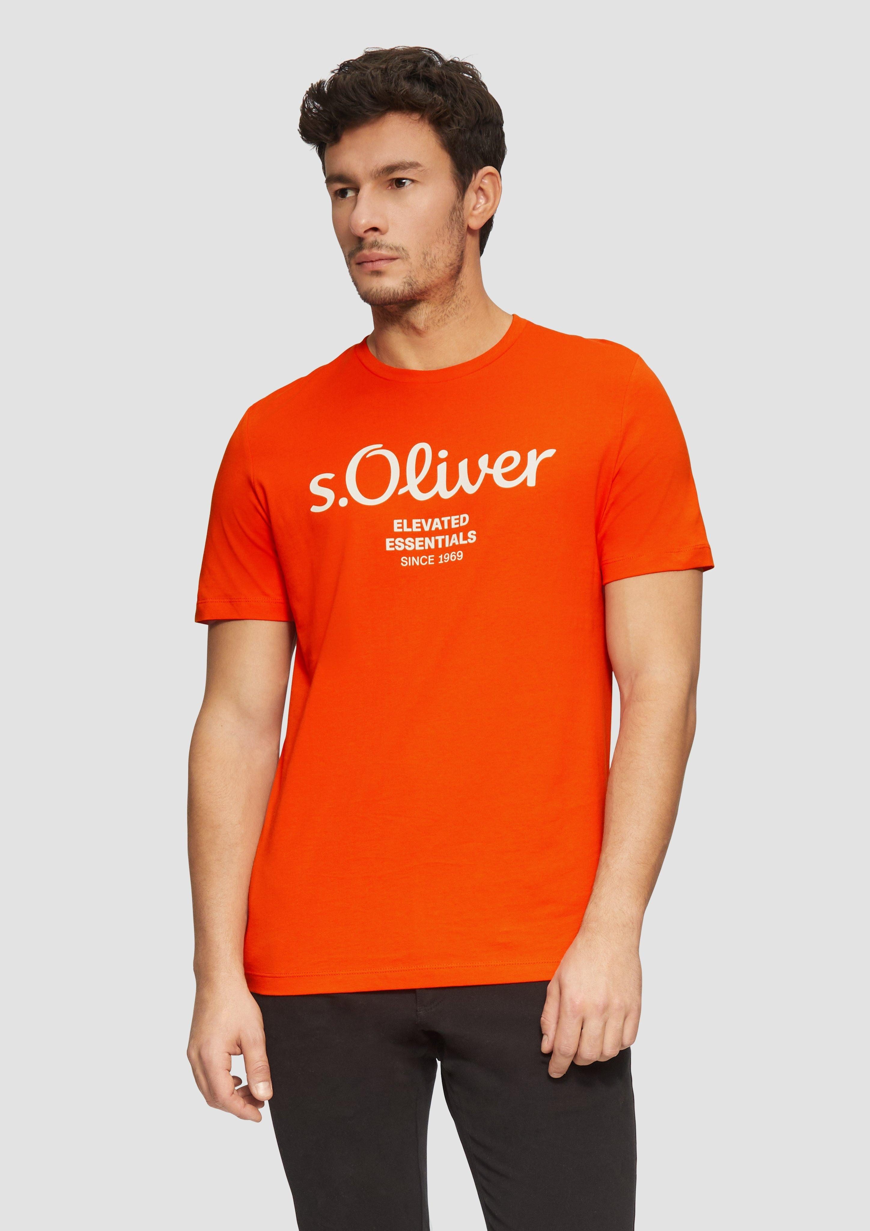 s.Oliver Kurzarmshirt T-Shirt mit Logo-Print Artwork günstig online kaufen