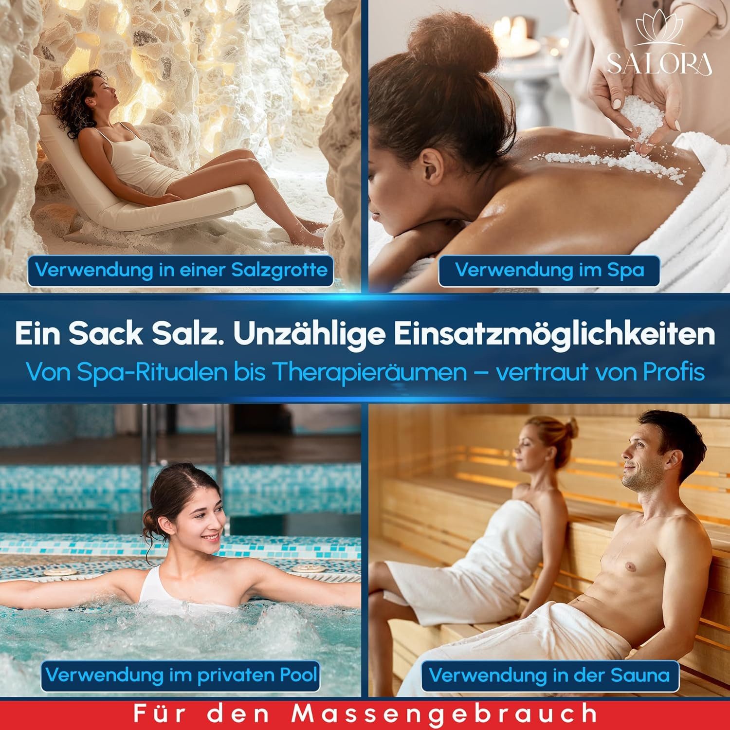 Salora Badesalz Premium Totes Meer Badezusatz im 25 Kg Sack Mediterranes Meersalz, aus Jordanien rein als Vollbad oder Fußbad Salz mit Peeling Effekt