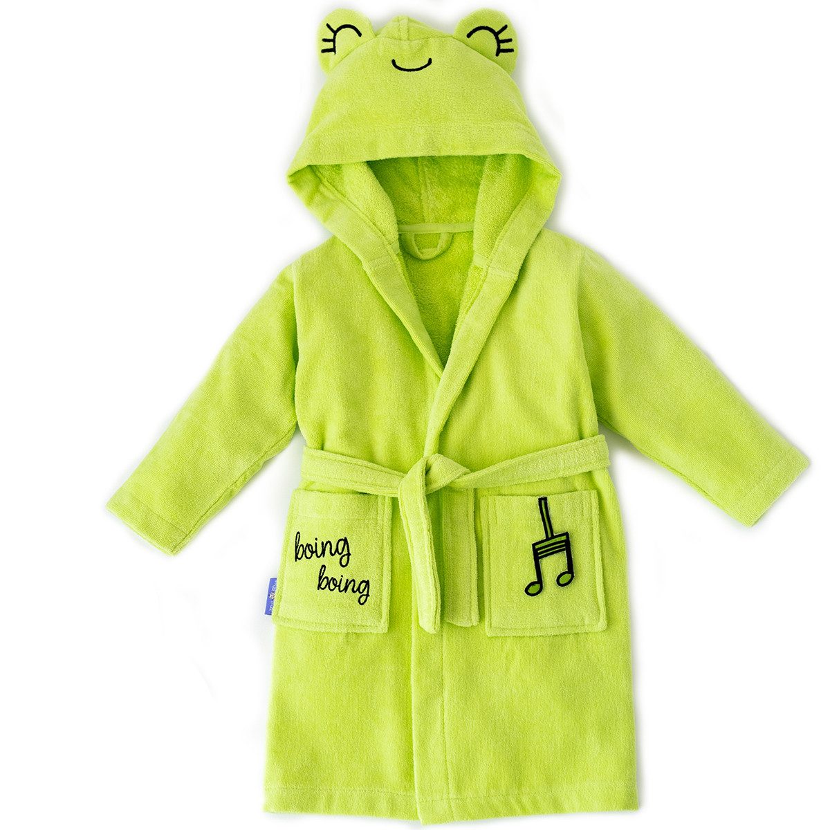 MILK&MOO Babybademantel Milk&Moo Cacha Frog Kinder Samt Bademantel mit Kapuze