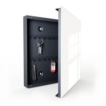 Primedeco Schlüsselkasten Dekor-Schlüsselkasten, Magnetpinnwand und Memoboard mit Glasfront Motiv Weisser, Heller Hintergrund