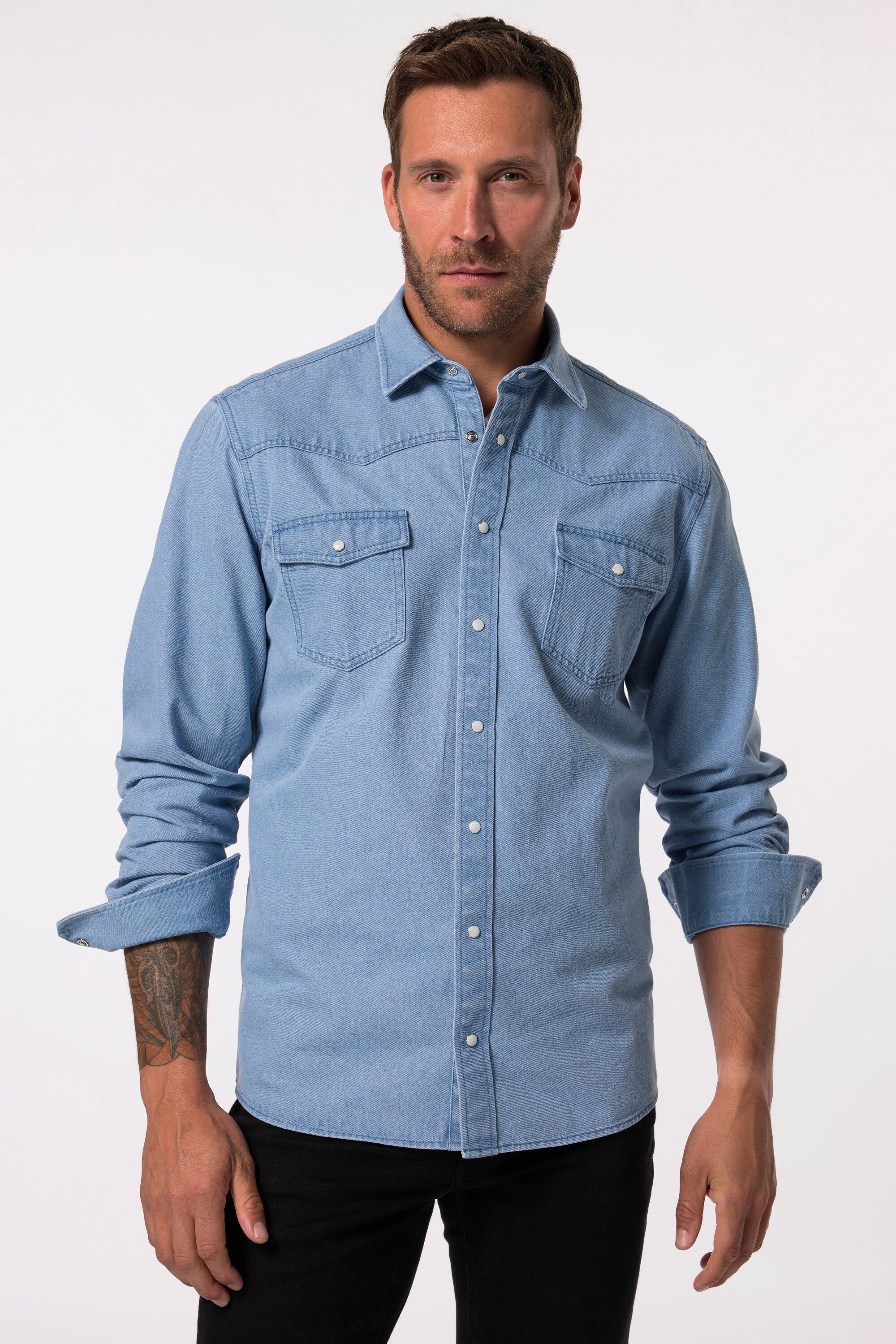 JP1880 Businesshemd JP 1880 Jeanshemd Langarm Kentkragen Modern Fit günstig online kaufen