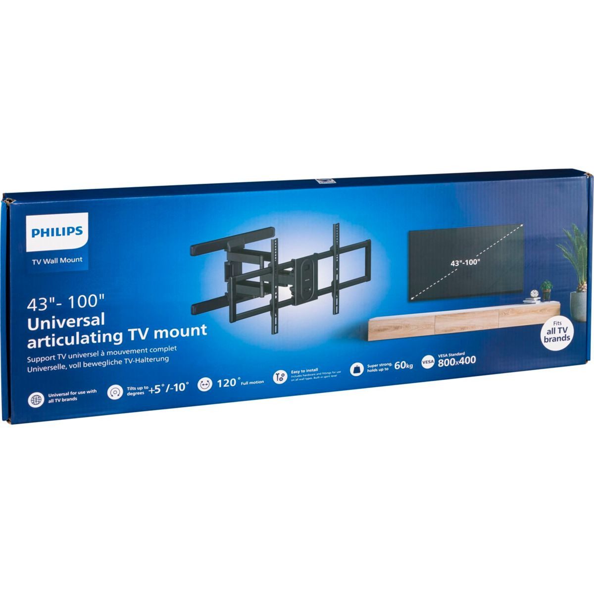 Philips TV-Wandhalterung TV-Wandhalterung Universal 43-100 schwenkbar