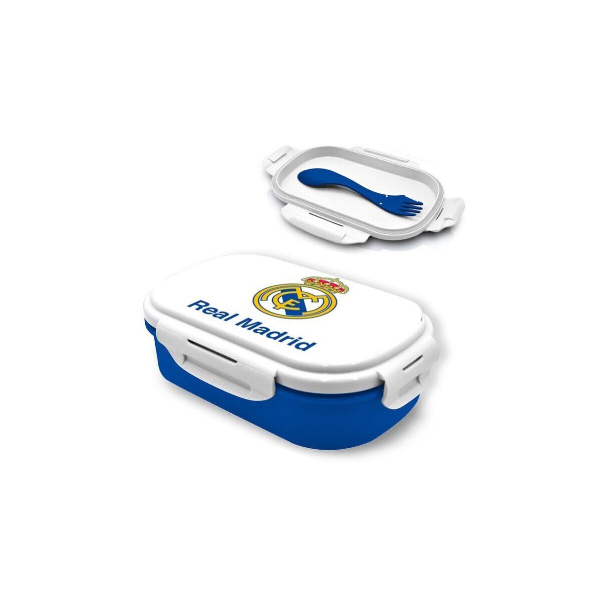 Real Madrid Lunchbox Real Madrid Brotdose mit Besteck Fußball Sandwichbox Set, (1-tlg)