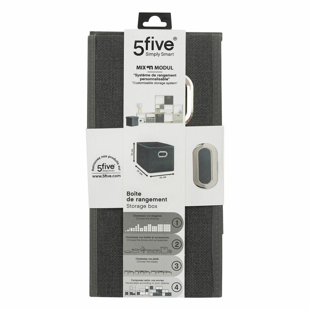 5five Simply Smart Aufbewahrungskorb Mix N Modul, Dunkelgrau meliert, 15 x 31 cm – Bild 3 von 3