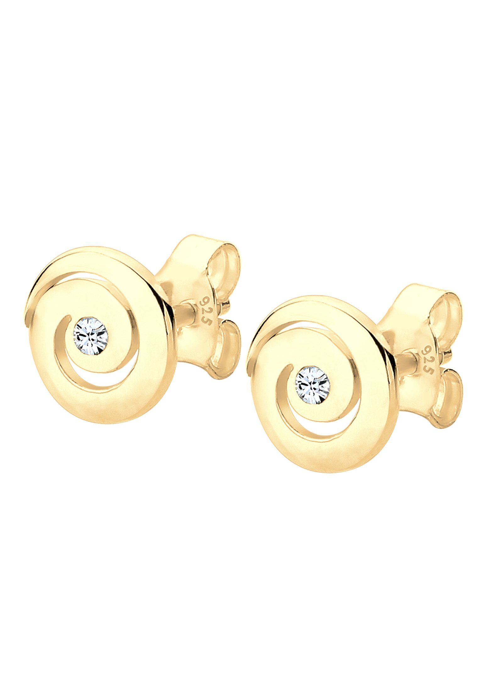 Elli Paar Ohrstecker Spirale Rund mit Kristallen von Swarovski® 925 Silber, Spirale