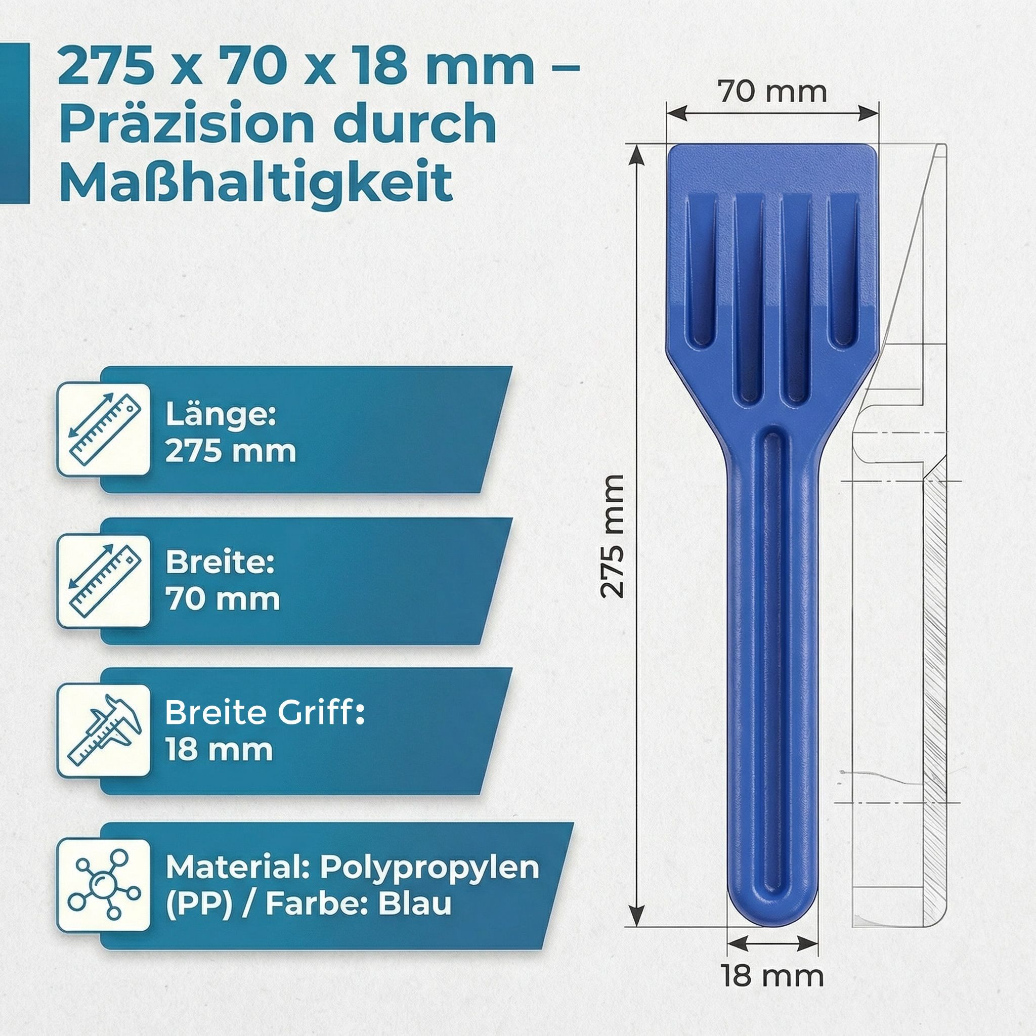 heicko e-ast GmbH Verlegekeil Montagewerkzeug Klotzkelle für Fenster- und Türverglasung, besonders griffig, vielseitig einsetzbar
