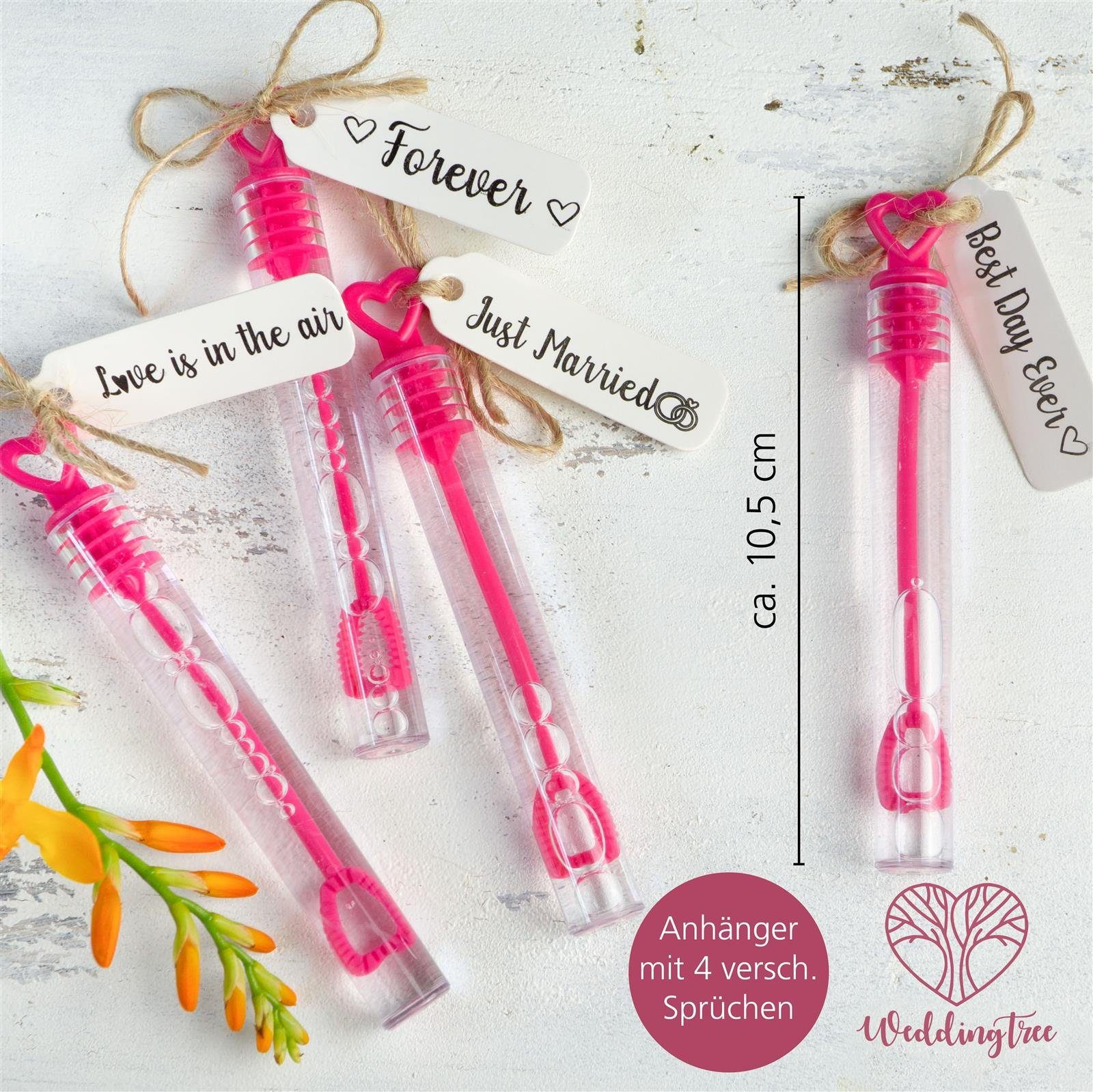 WeddingTree Seifenblasenstab WeddingTree 48-teiliges Seifenblasen Set für Hochzeit in PINK