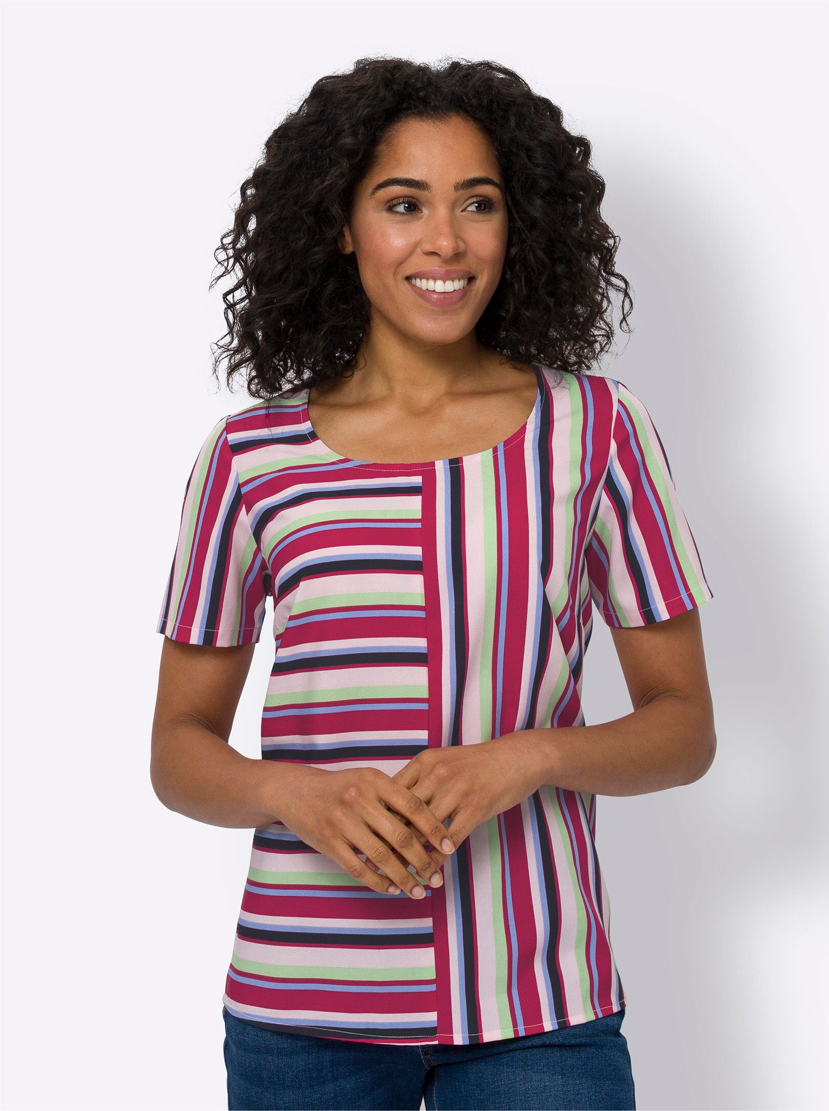 Sieh an! Klassische Bluse Schlupfbluse Kurzarm günstig online kaufen