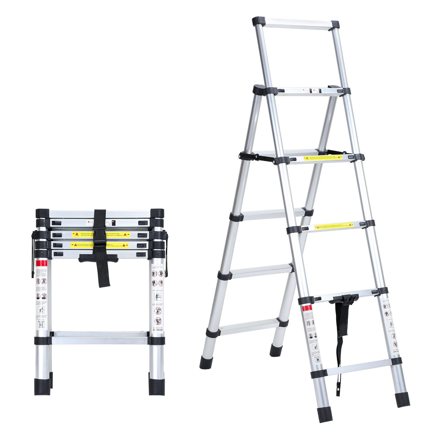 Clanmacy Teleskopleiter Teleskopleiter Alu 1.04+1.7m Anlegeleiter Ausziehle günstig online kaufen