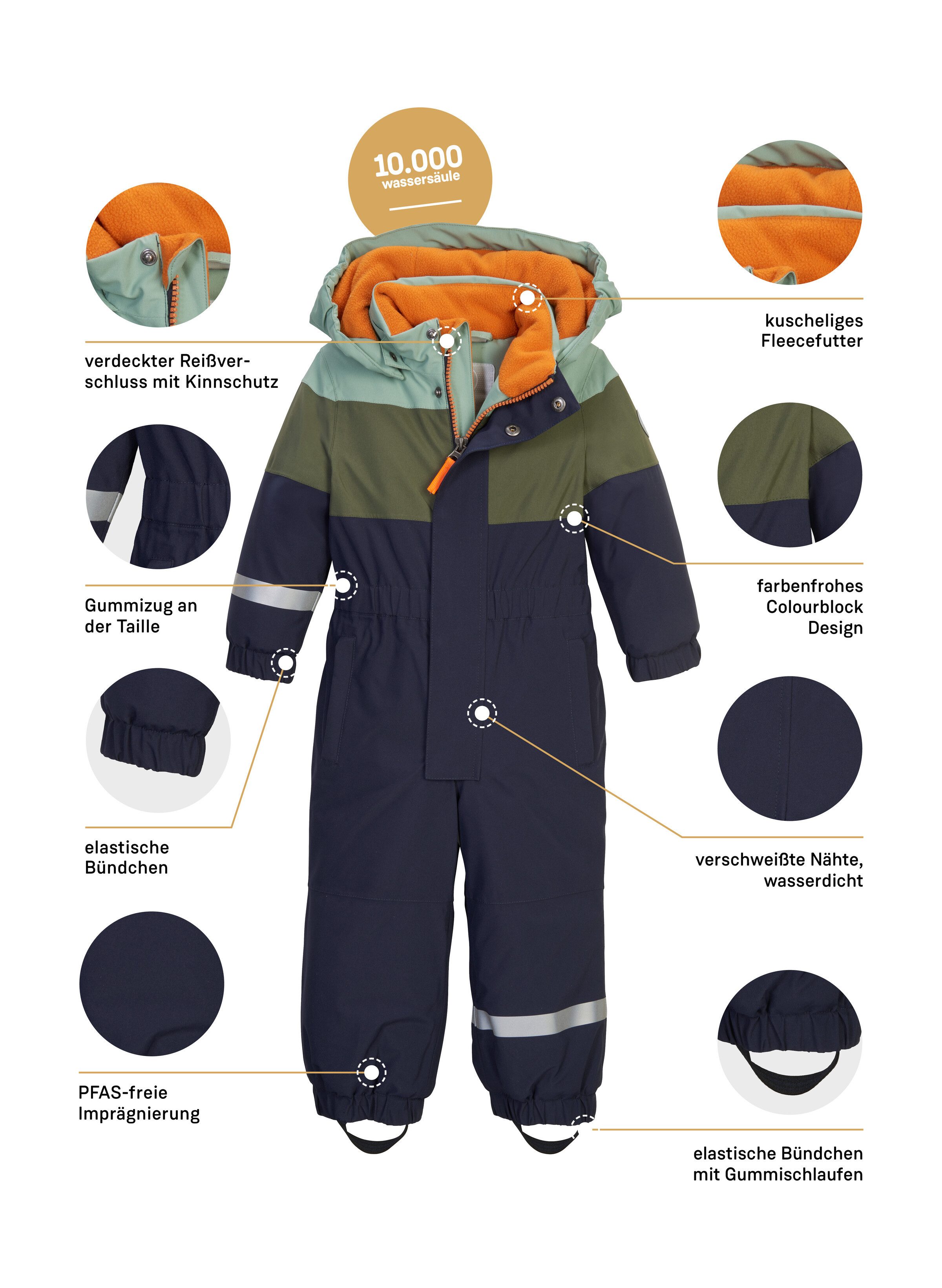 first instinct by killtec Overall FIOW 54 MNS ONPC Wind- und wasserdichter Schneeoverall mit Fleece u. Colourblock Design