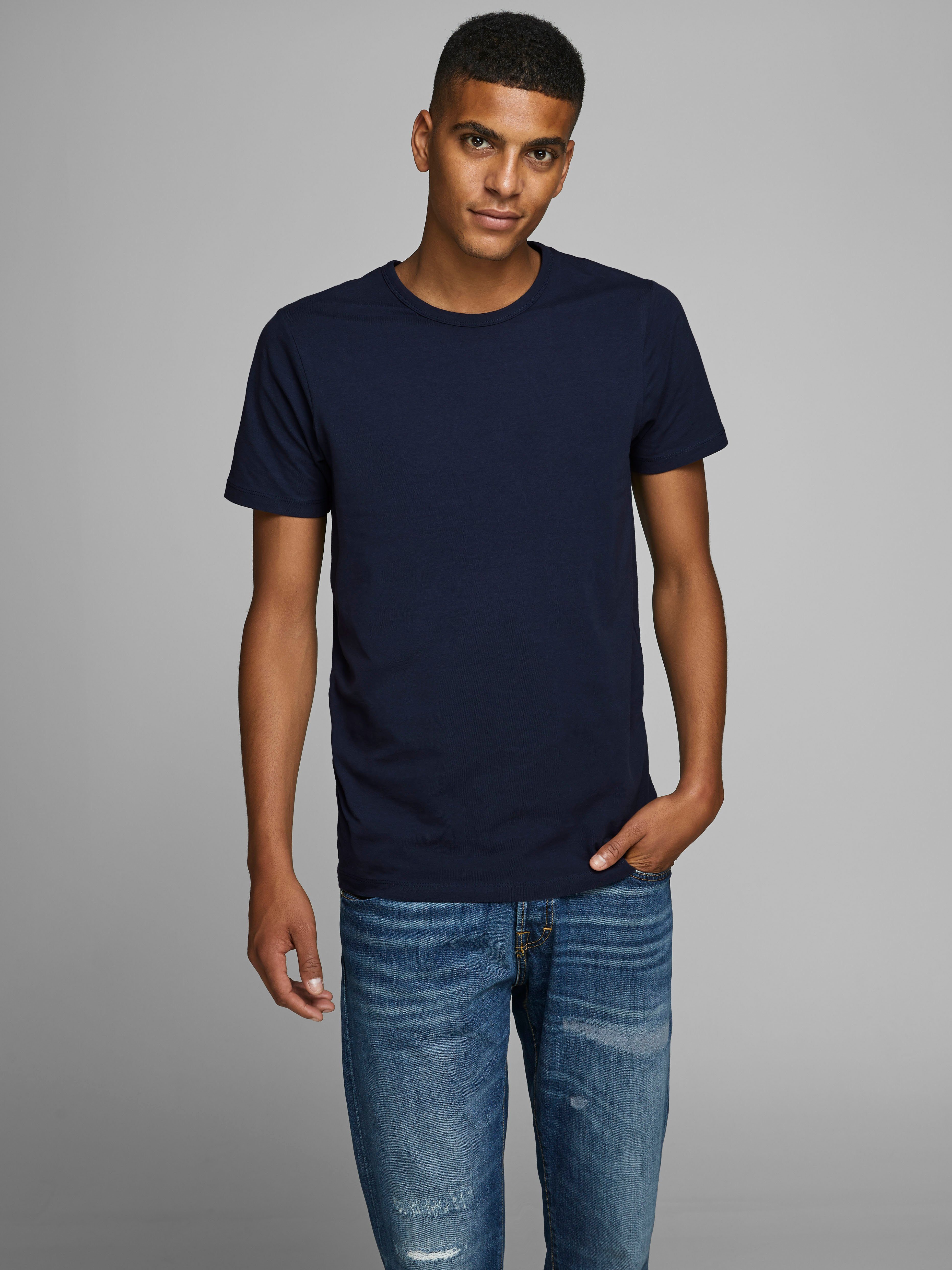 TEE BASIC navy blue Jack T-Shirt Jones & O-NECK