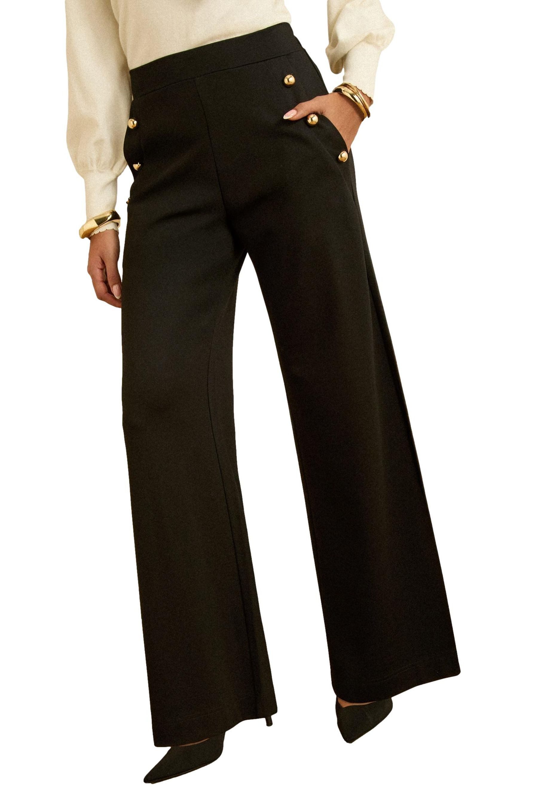 Jerseyhose Love & Roses Ponte-Hose mit weitem Bein, Regular