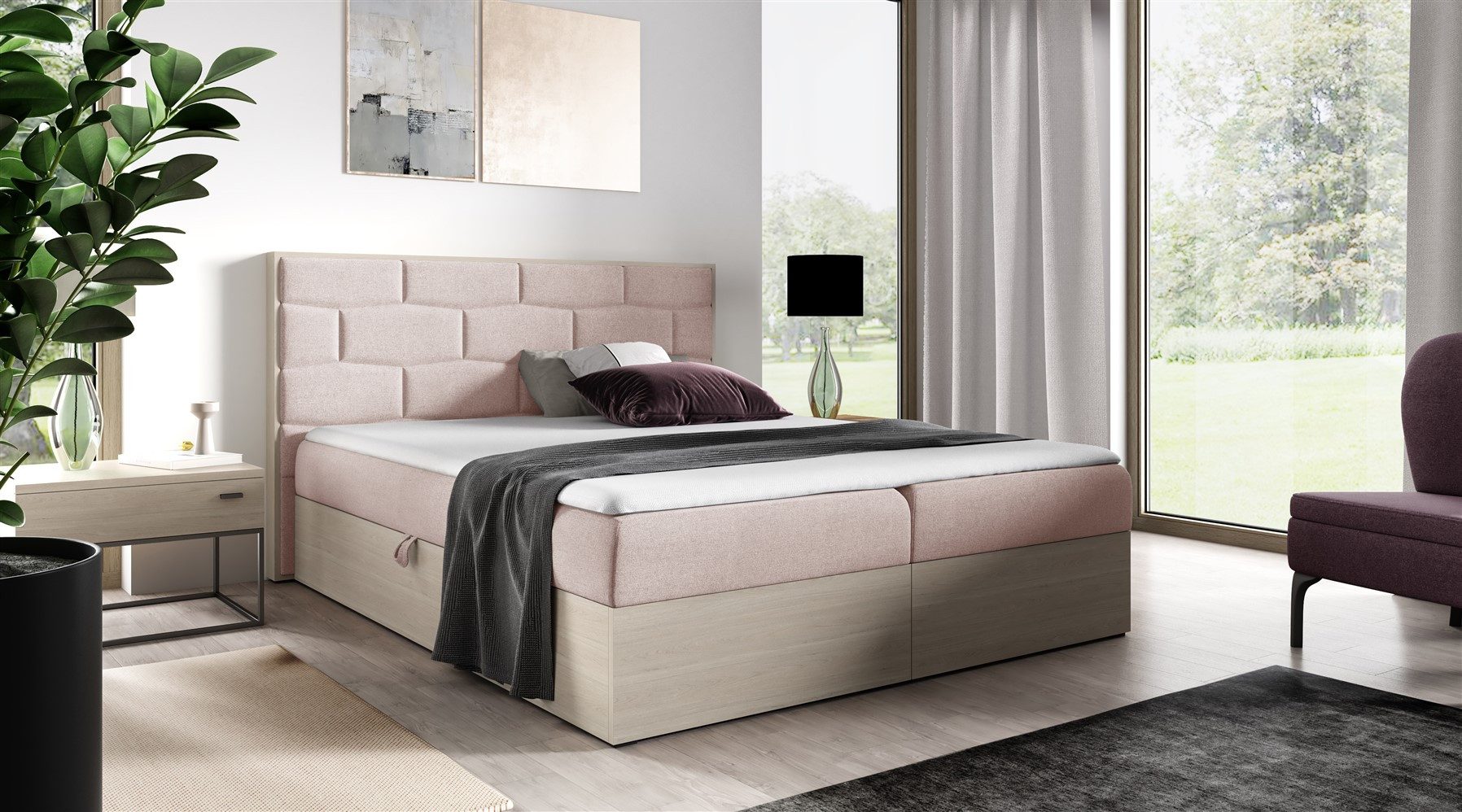 Boxbett Schlafzimmerbett BEILA Nordic-Teak-Optik