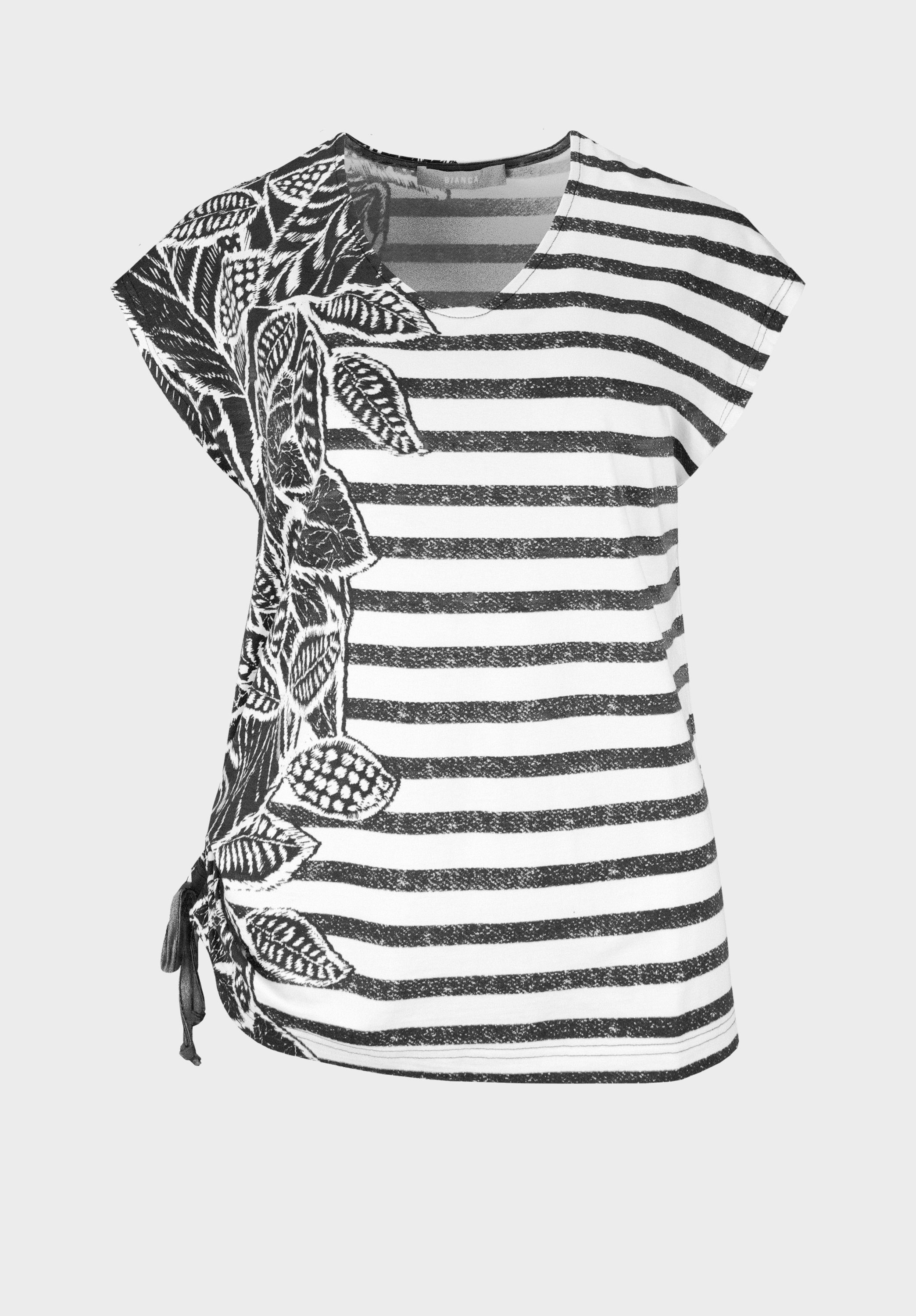 Print-Shirt JULIE mit bianca aus modernem grey Design Palmen-Print und Streifen mix