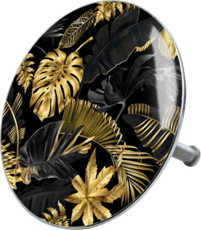 Sanilo Badewannenstöpsel Golden Leaves, Ø 7,2 cm, 100% wasserdicht, kräftige Farben, hochwertig