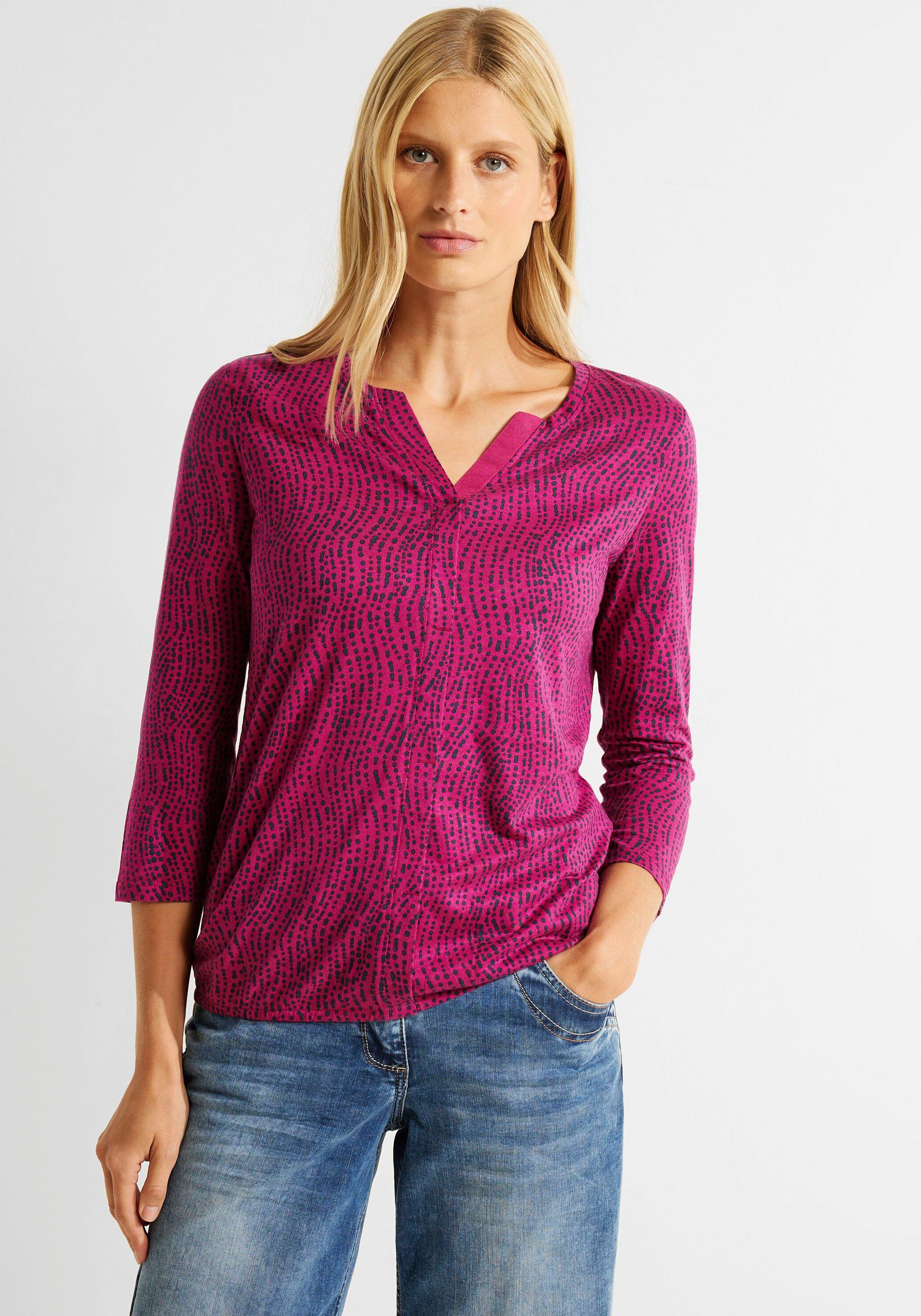 Cecil Tunikashirt mit dekorativer Fake-Knopfleiste cool pink