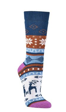 Wowerat Norwegersocken 2 Paar bunte Norweger Socken mit Winter Hygge Muster mit 90% Baumwolle (2 Paar)