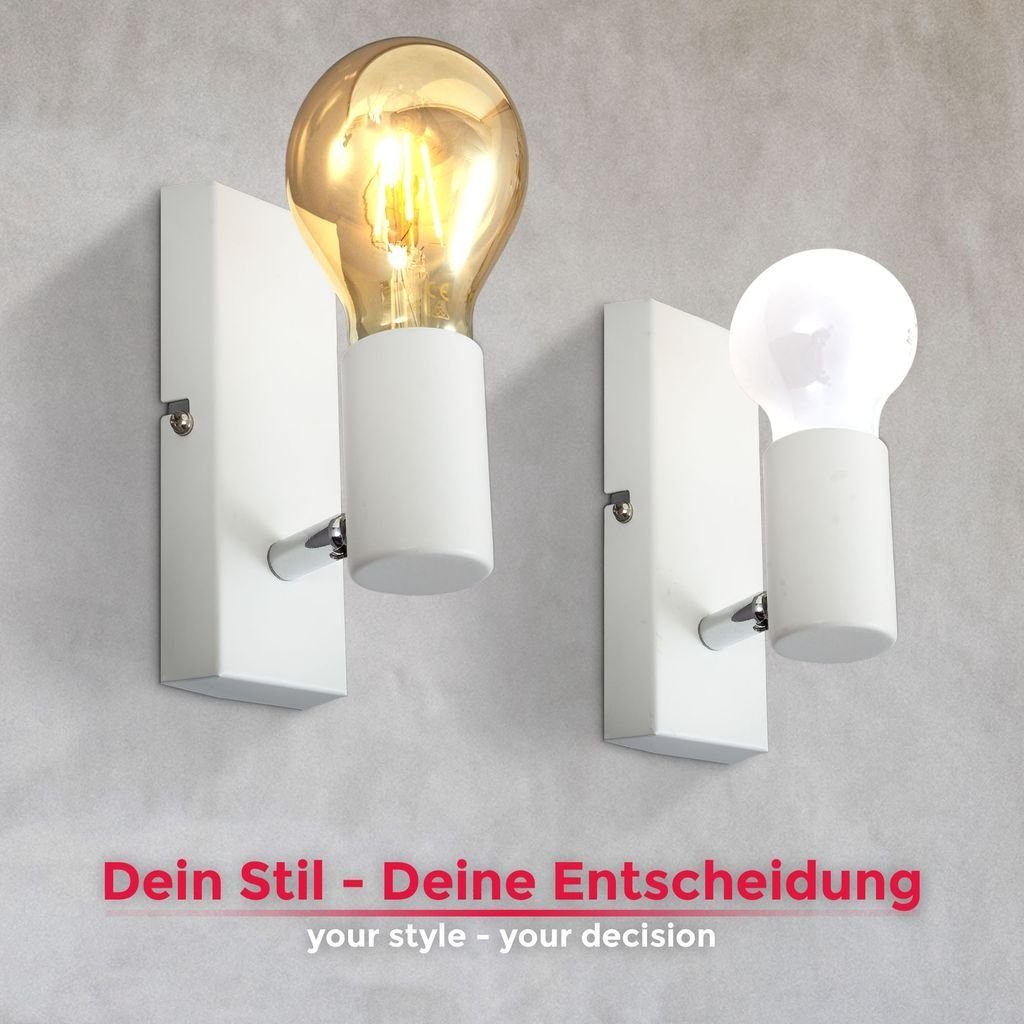 B.K.Licht Wandleuchte Wandlampe Retro Vintage max. 60W E27 - BKL1359, ohne Leuchtmittel, Flurlampe Leuchtmittel weiß Wandspot