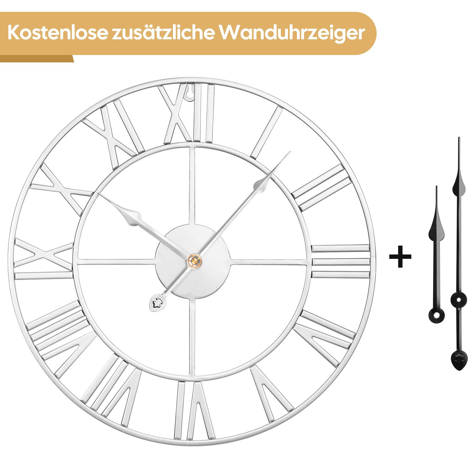 Yorbay Wanduhr Große XL aus Metall,Wohnzimmeruhr mit Romischer Ziffern Vint günstig online kaufen
