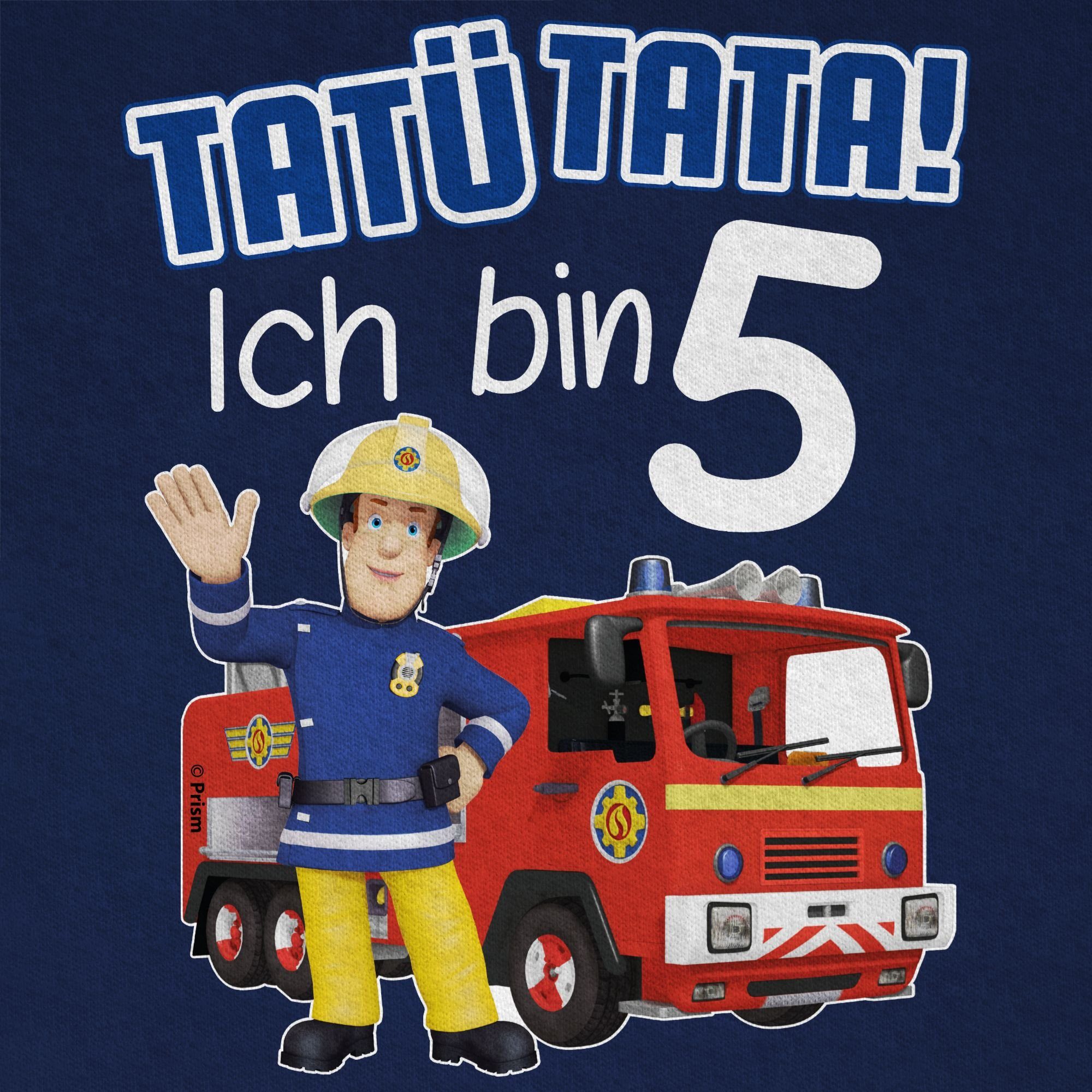 Sam Tata! Feuerwehrmann blau 5 03 bin - Jungen Ich Shirtracer Tatü T-Shirt Dunkelblau
