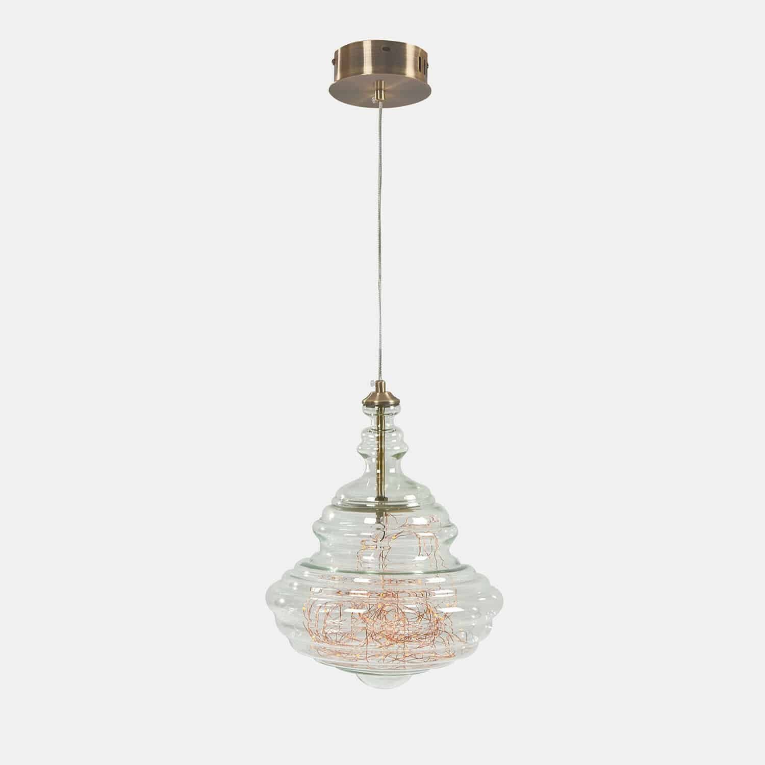 Mirabeau Hängeleuchten Hängelampe Rivélisse klar/antikgold, stilvolles Interieur, Integriertes Kupferdraht-LED-Geflecht
