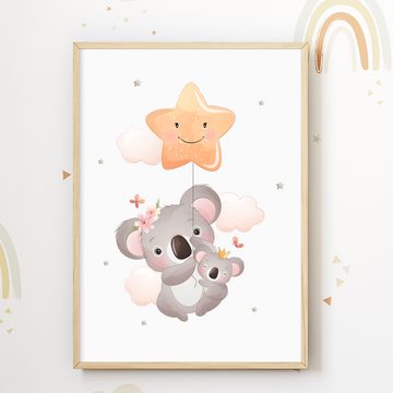 Tigerlino Poster Koala Mama 3er Set Kinderzimmer Wandbilder Babyzimmer Dekoration