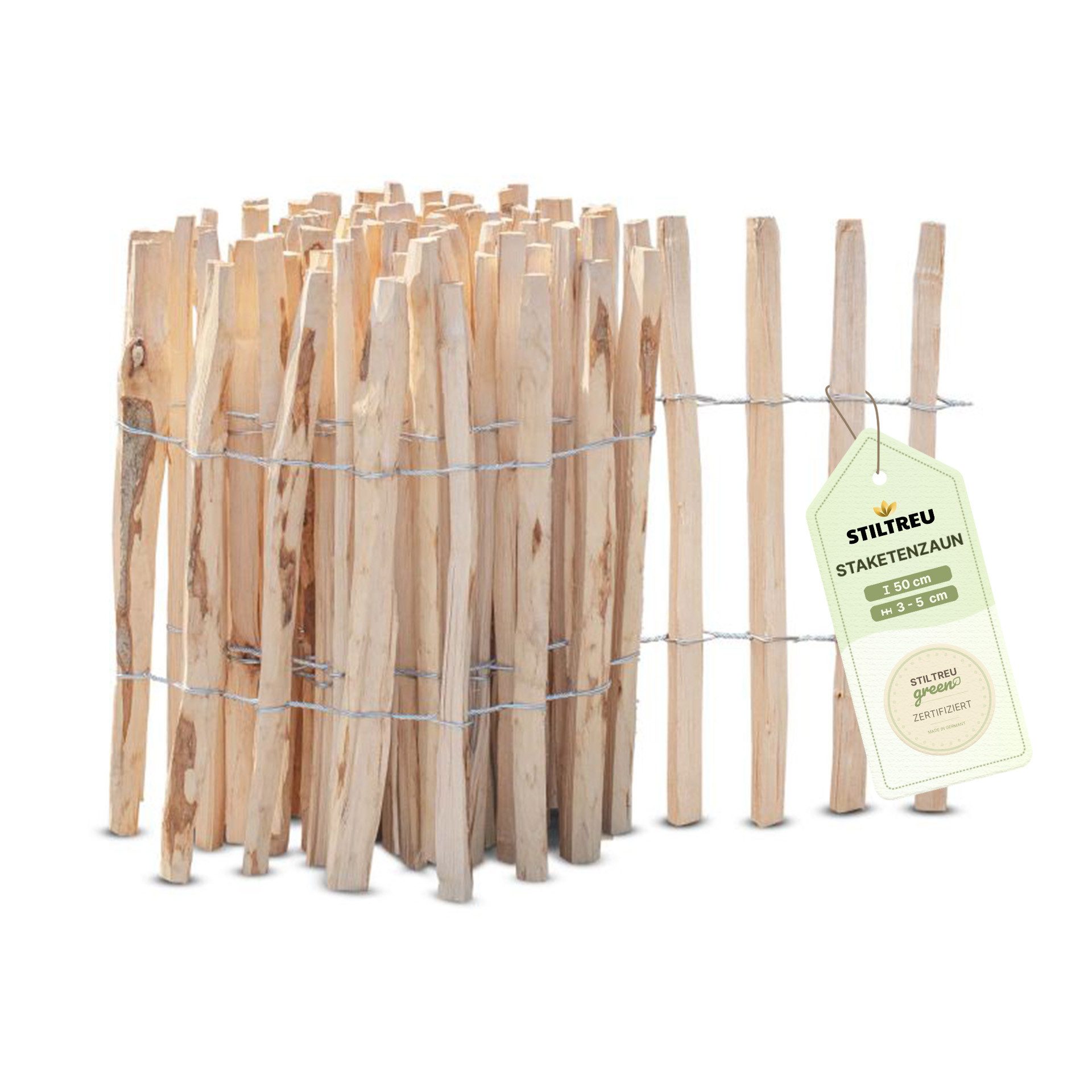 STILTREU Staketenzaun Staketenzaun Haselnuss - Höhe 50 cm, Länge 5 m, Latte günstig online kaufen
