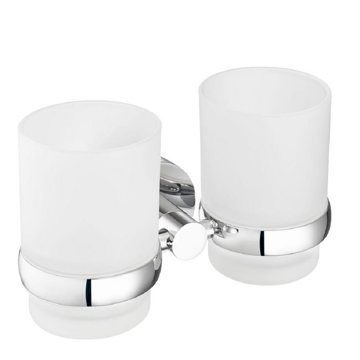 sam Design Seifenhalter bono Doppelglashalter ohne Gläser Doppelglashalter mit Schallschutzringen verchromt