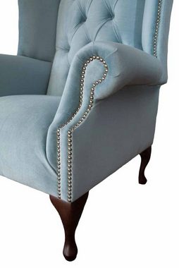 JVmoebel Ohrensessel Babyblauer Ohrensessel Sessel Design Polster Sofa Couch Chesterfield (Ohrensessel), Made In Europe