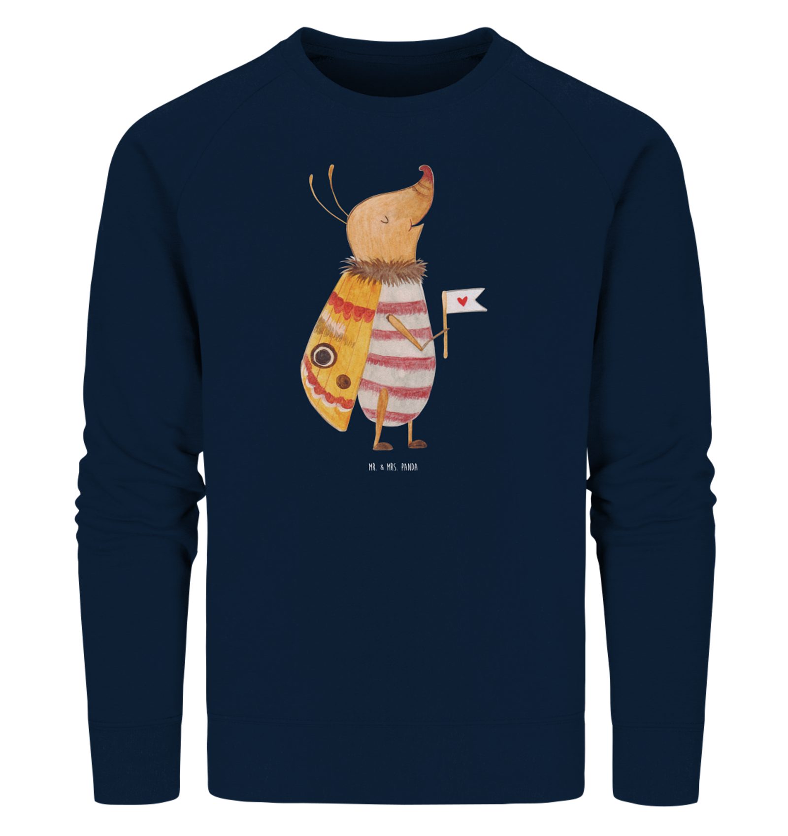 Longpullover Nachtfalter Fähnchen Größe L - French Navy - Geschenk, Spruch lustig
