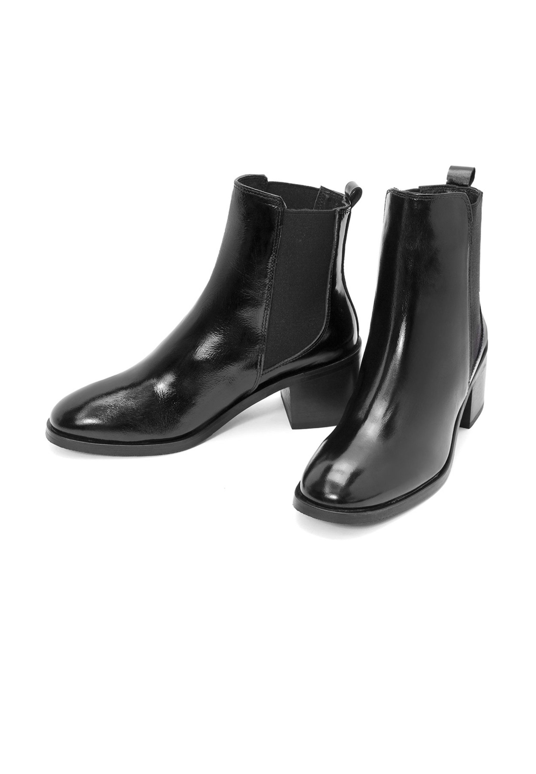 Derimod Chelsea-Absatzstiefel aus Lackleder Chelseaboots Leder-Textil-Futter, TPU Sohle, Absatz 5,5 cm
