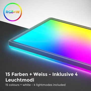 B.K.Licht Deckenleuchte LED Panel 58x20cm ultra-flach dimmbar 22W 3000 Lumen schwarz - BKL1555, Dimmfunktion, LED fest integriert, Farbwechsler - Warmweiß, Neutralweiß, Kaltweiß, Deckenlampe Backlight RGB Farbwechsel Fernbedienung 4000K Wohnzimmer