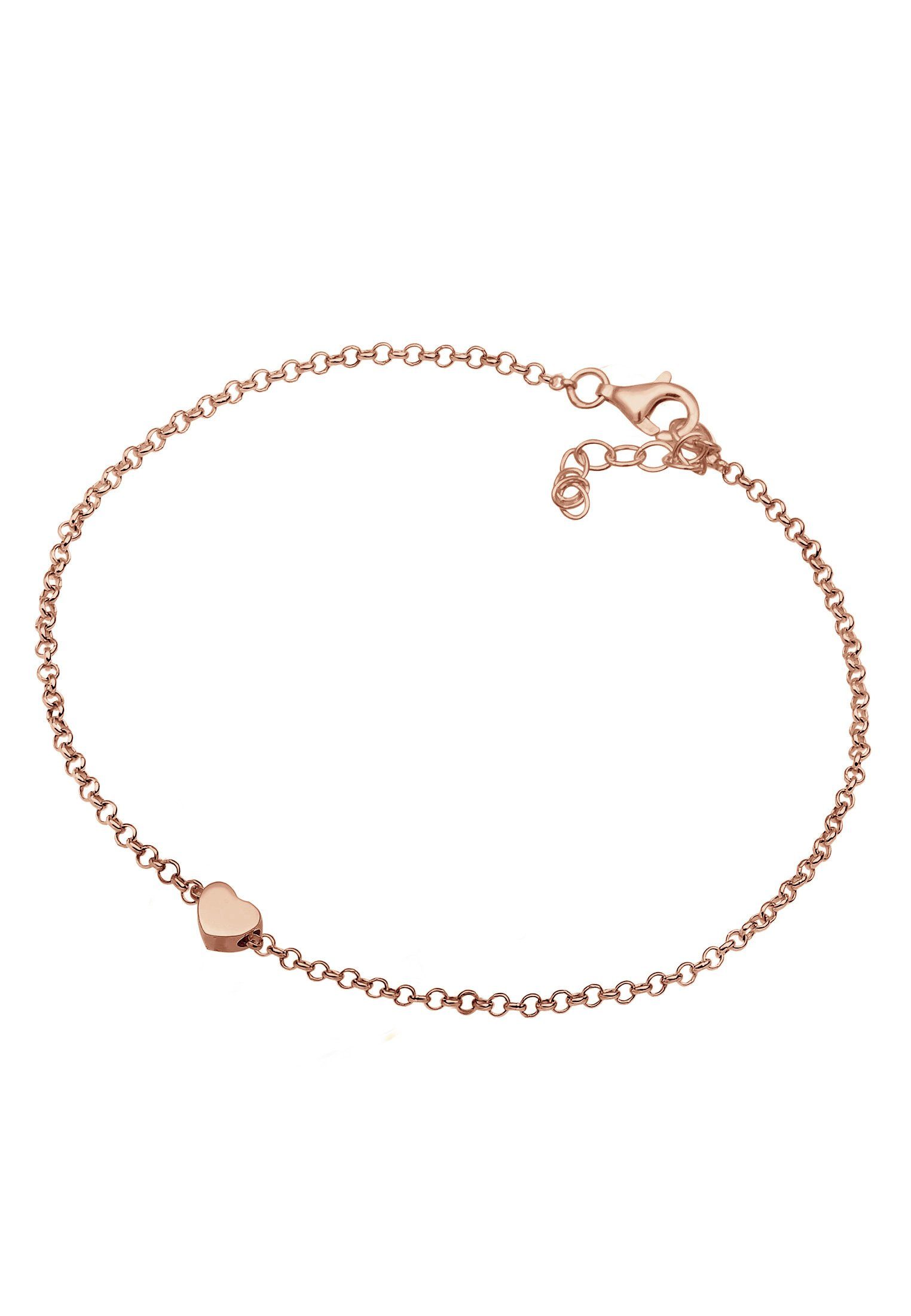 925 Elli Rosa Herz Armband Silber, Love Herz Basic Armkette