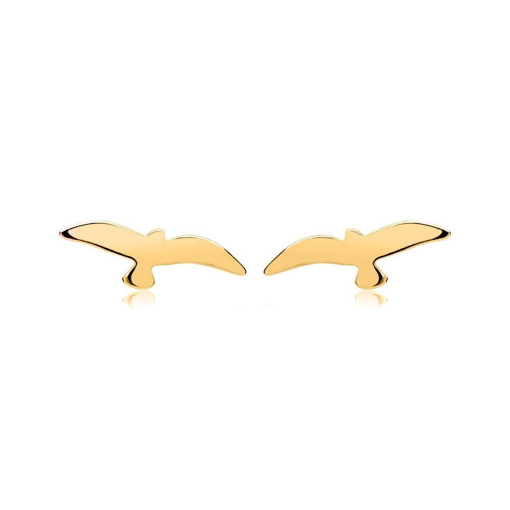 lanii Paar Ohrstecker Filigran in Gold mit Vogelmotiv LSE0010