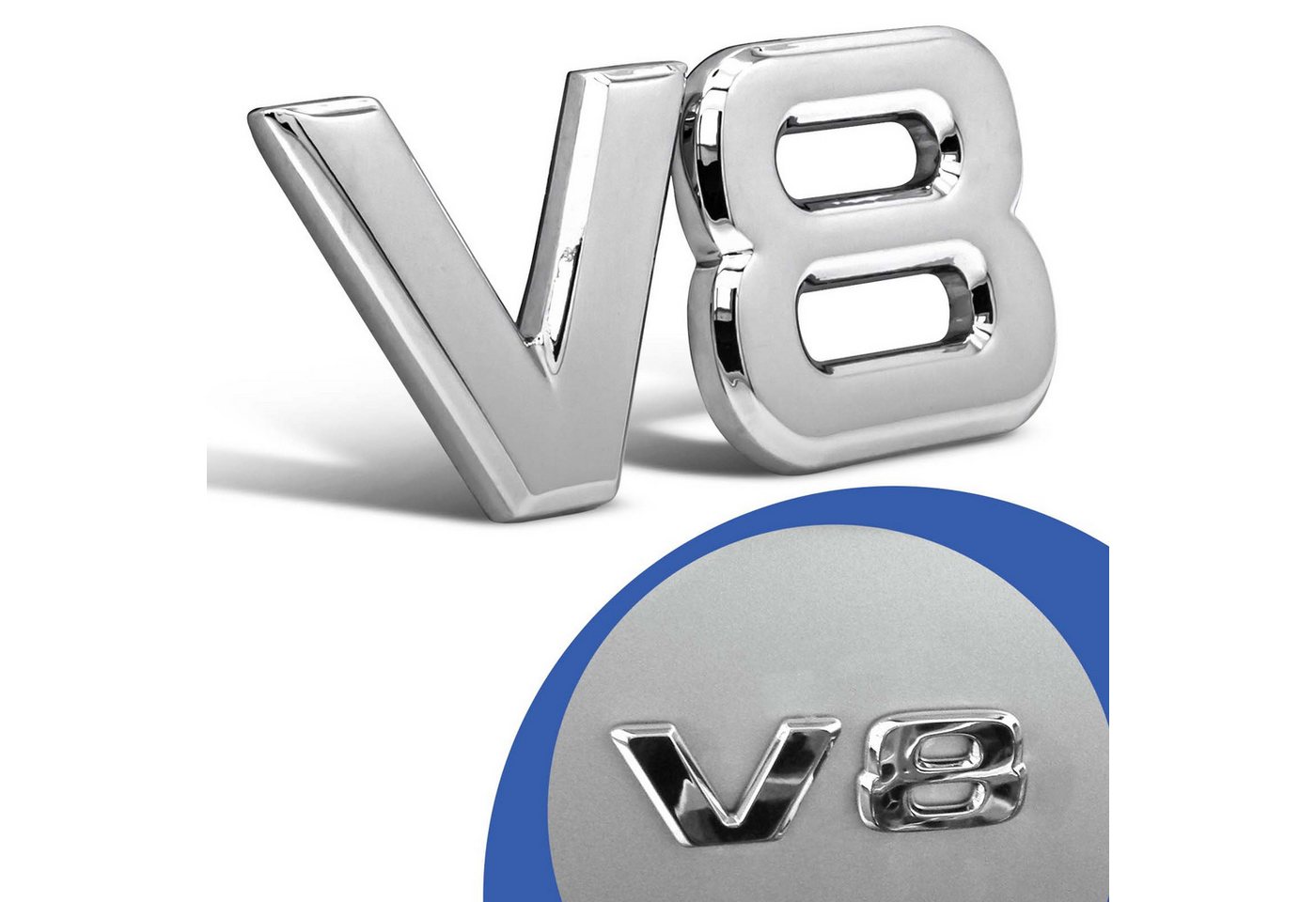 Adapter Universe Zierleisten-Aufkleber V8 Emblem Zeichen Chrom Schriftzug 3D Logo Auto Aufkleber Tuning
