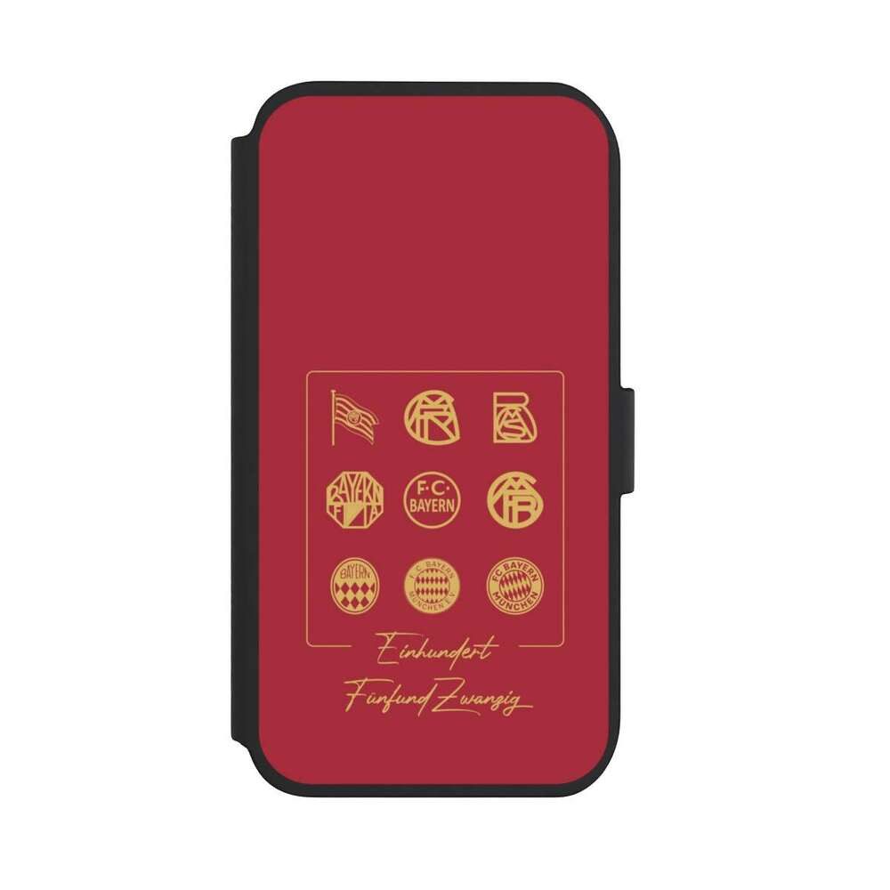 NIVOCASE Handyhülle FC Bayern München FCB 125 Jahre Fanartikel FCB 125 Jahre, Apple iPhone 11 Klapphülle Handyhülle aus Kunst Leder NIVOflip schwarz