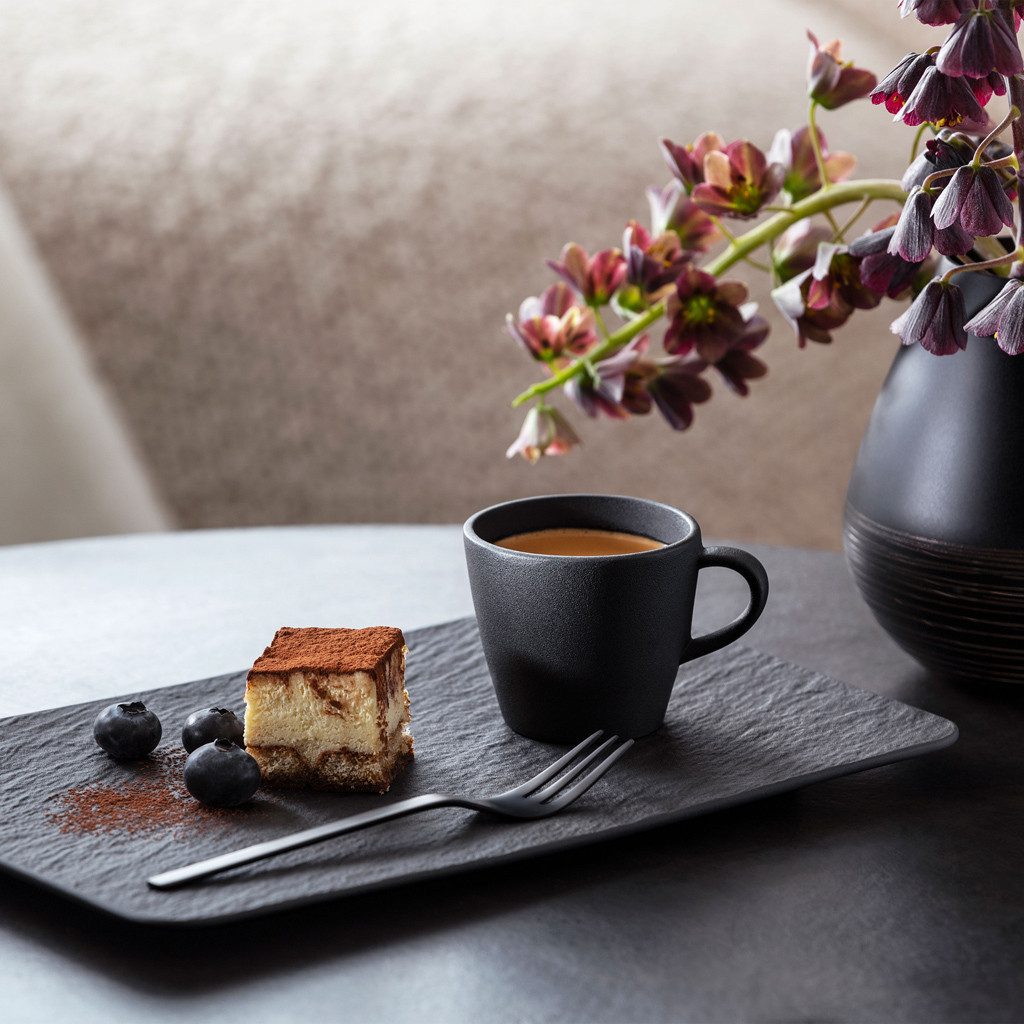 Villeroy & Boch Untertasse Manufacture Rock Espressotasse Set, (6 St), Premium Porcelain, mikrow.- & spülm.sicher, Made in Germany