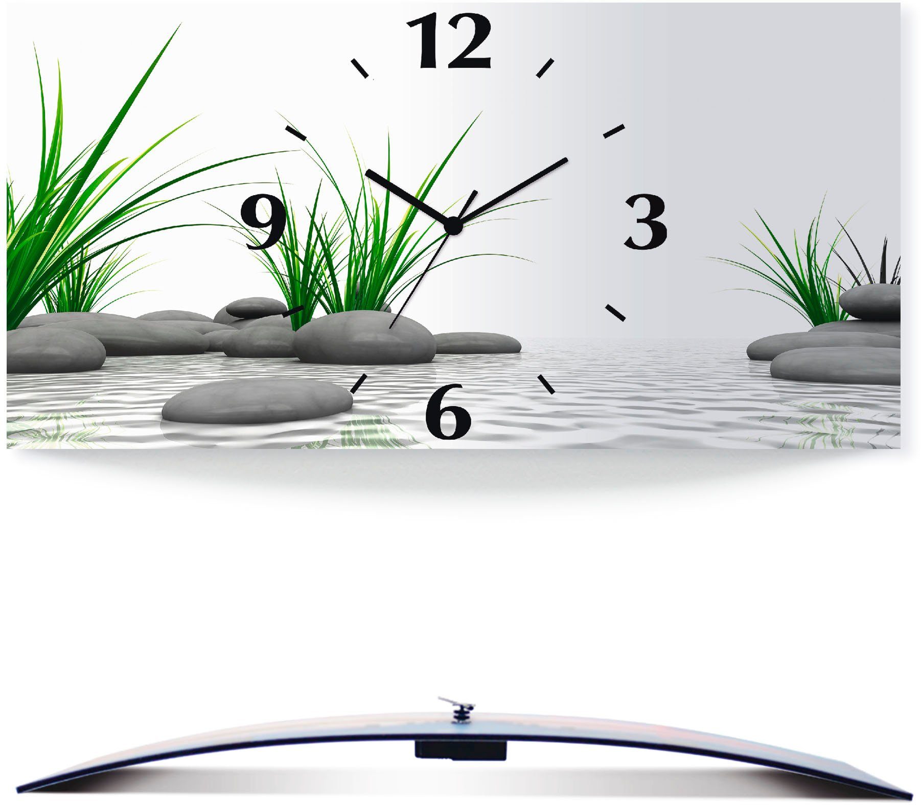 (3D Quarz- oder mit 3 Wanduhr Steine Artland Funkuhrwerk, gebogen, versch. D Optik Größen)