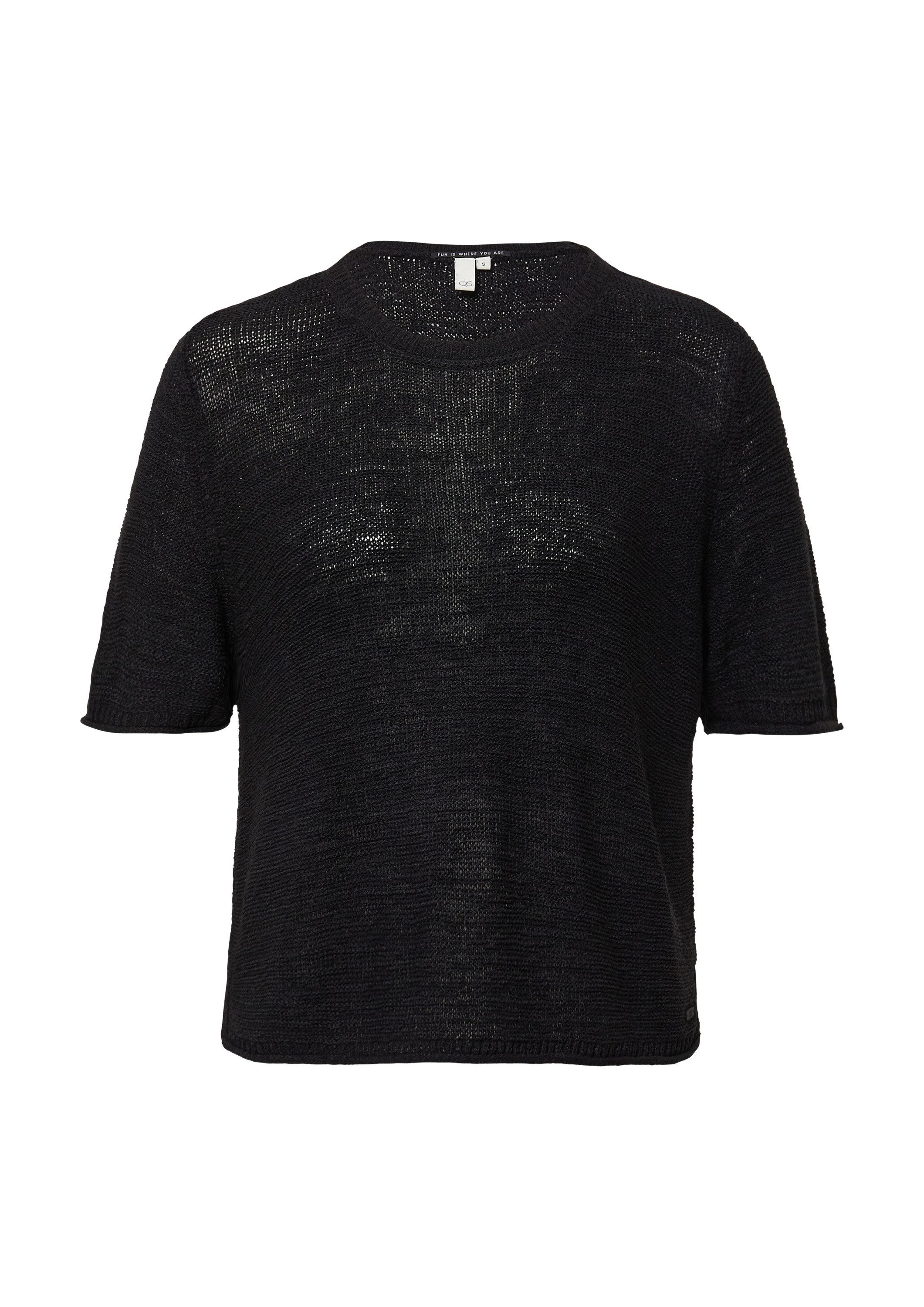 QS Kurzarmpullover Strickpullover Kurzarmpullover aus Bändchengarn günstig online kaufen