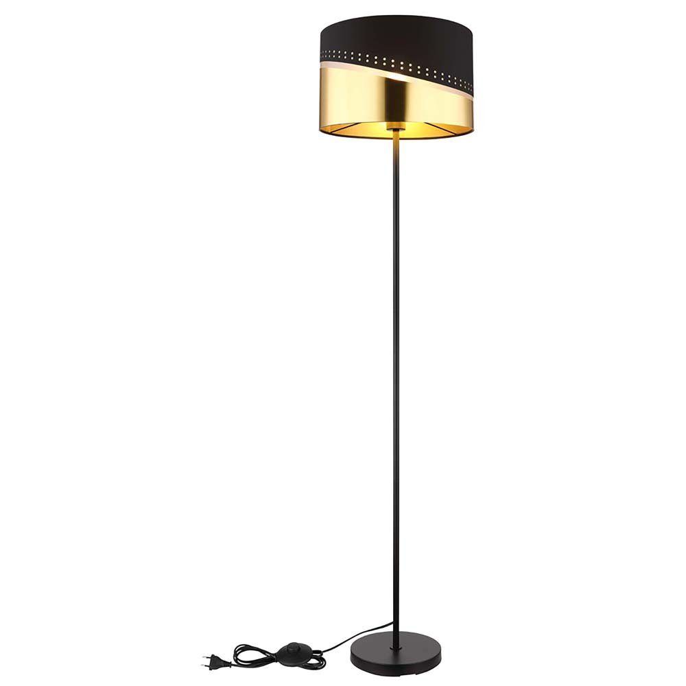 H Globo Stehleuchte Wohnzimmerlampe Gold Stehlampe, Standlampe Schwarz 146cm