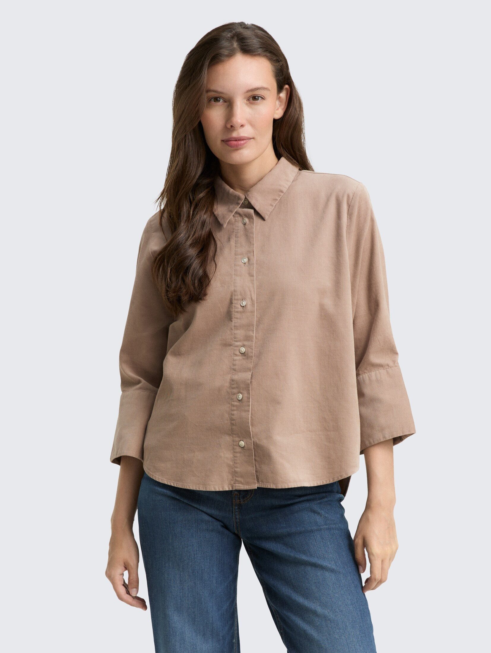 TOM TAILOR Langarmbluse Blusen & Shirts Loose Fit Hemdbluse aus Cord günstig online kaufen