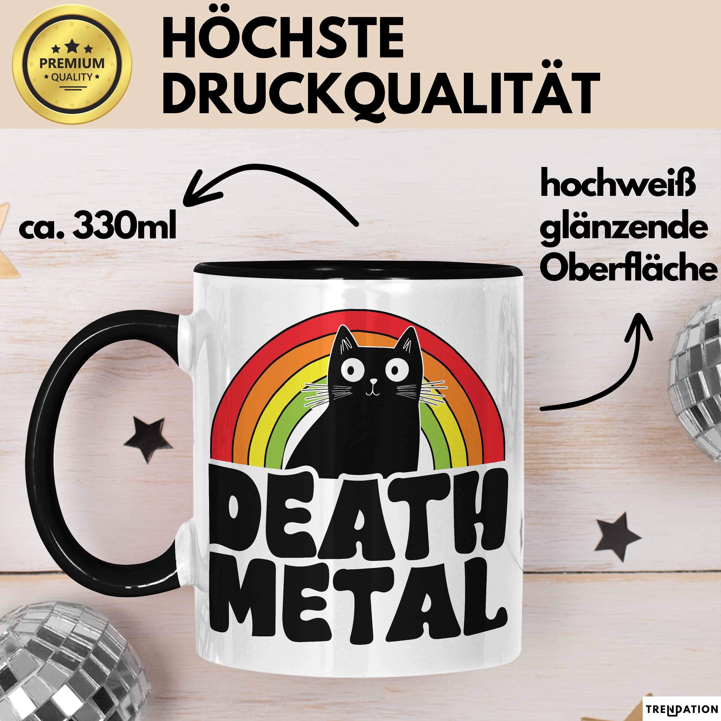 Trendation Tasse Death Metal Tasse Geschenk Katze Becher Geschenkidee Humor Katzen-Li