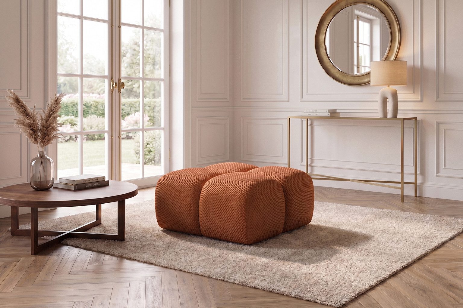 Kaiser Möbel Hocker Pouf für das Wohnzimmer, Stoff Sonic 3D, AVERRO (Pouf), Bubble-Design,Premium-Optik,kombinierbar mit AVERRO-Kollektion