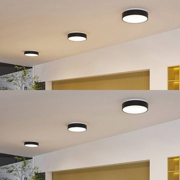 Arcchio LED Deckenleuchte Aleksi, dimmbar, LED-Leuchtmittel fest verbaut, warmweiß, Modern, Eisen, Kunststoff, sandSchwarz, weiß, 1 flammig, inkl.