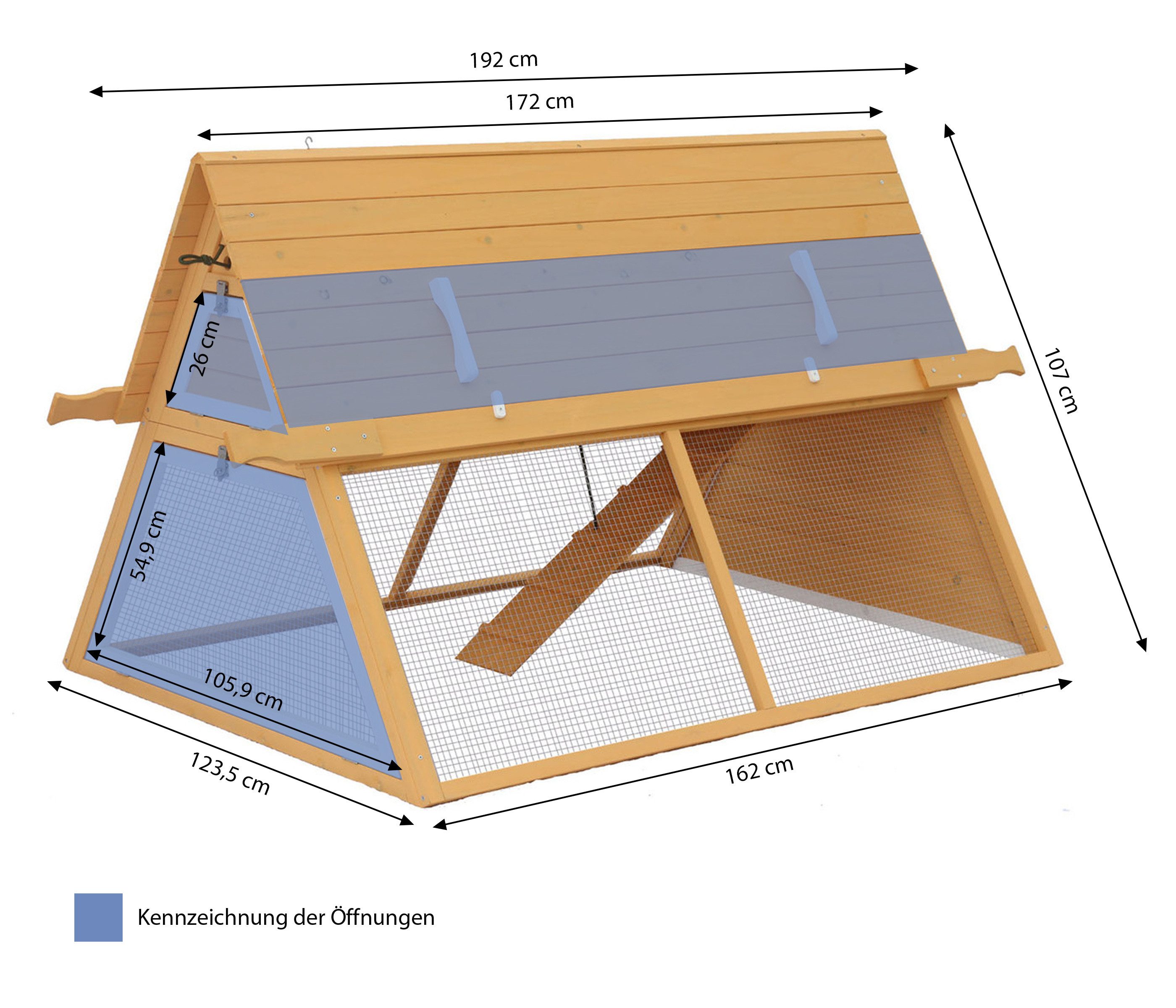 Dehner Hühnerstall Inga, mit Freilaufgehege, 108 x 192 x 125 cm, aus FSC® -zertifiziertem Tannenholz, für Hühner/Ziergeflügel